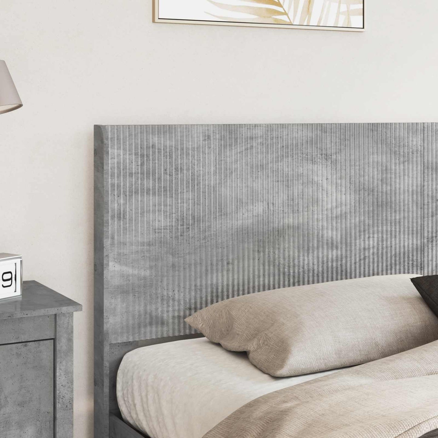 Sengramme med oppbevaring og hodegavl Betonggrå 200 x 200 cm