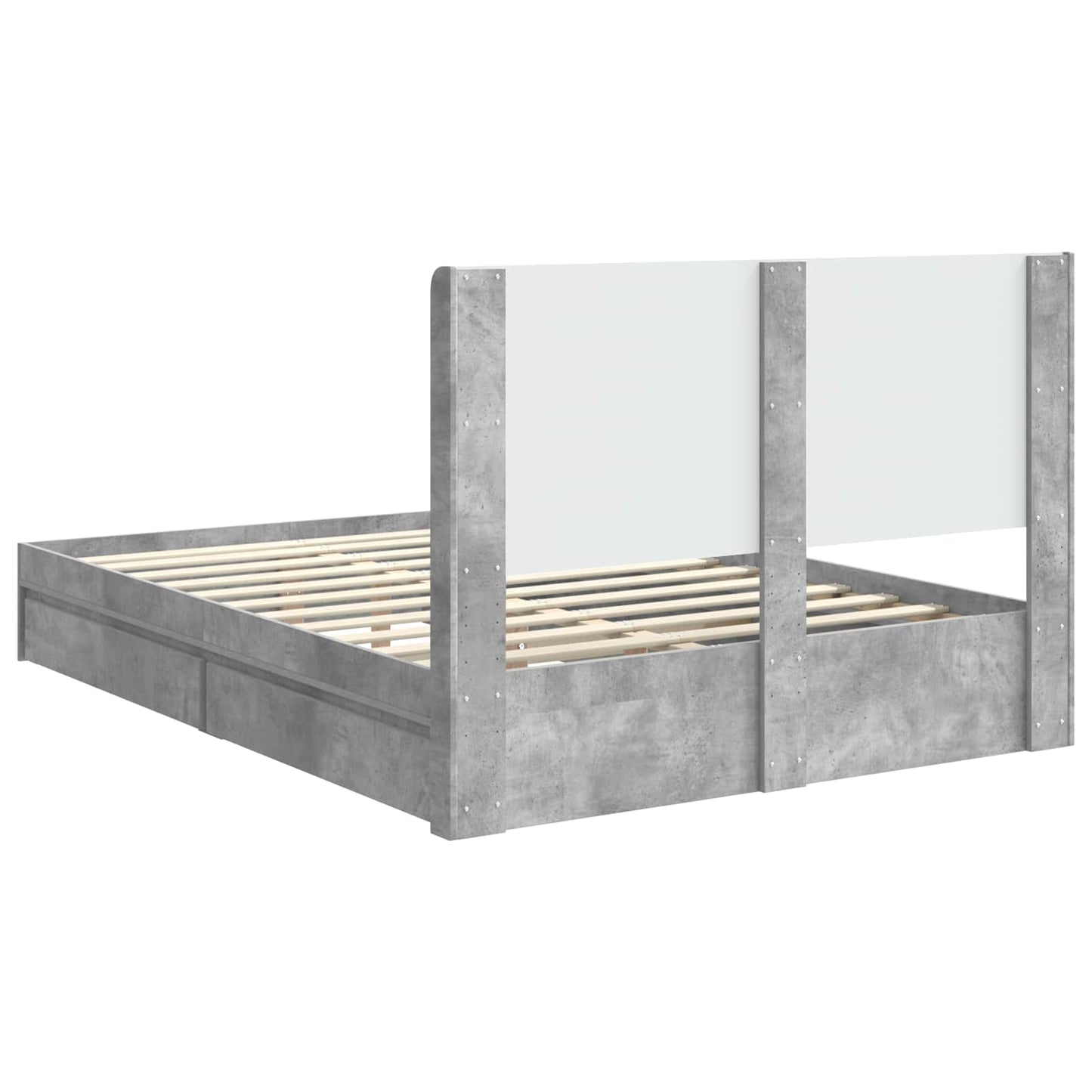 Sengramme med oppbevaring og hodegavl Betonggrå 150 x 200 cm