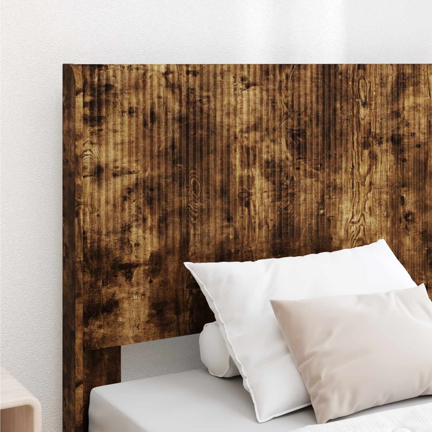 Sengramme med oppbevaring og hodegavl Røkt Eik 90 x 190 cm