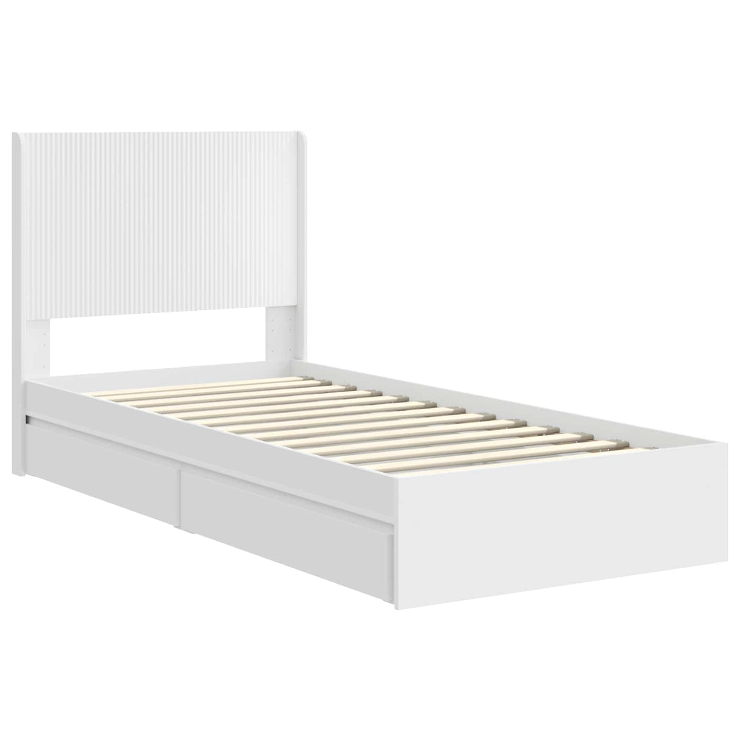 Sengramme med oppbevaring og hodegavl Hvit 75 x 190 cm