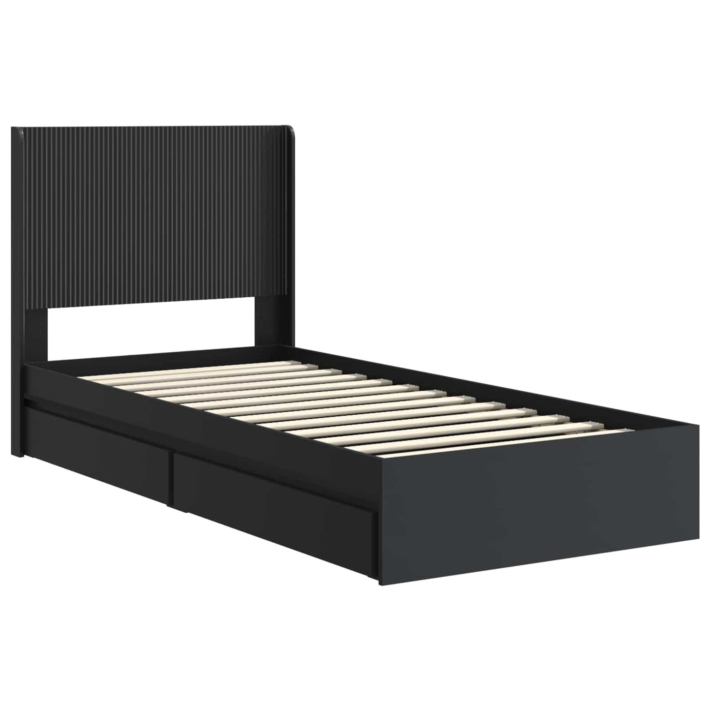 Sengramme med oppbevaring og hodegavl Svart 75 x 190 cm