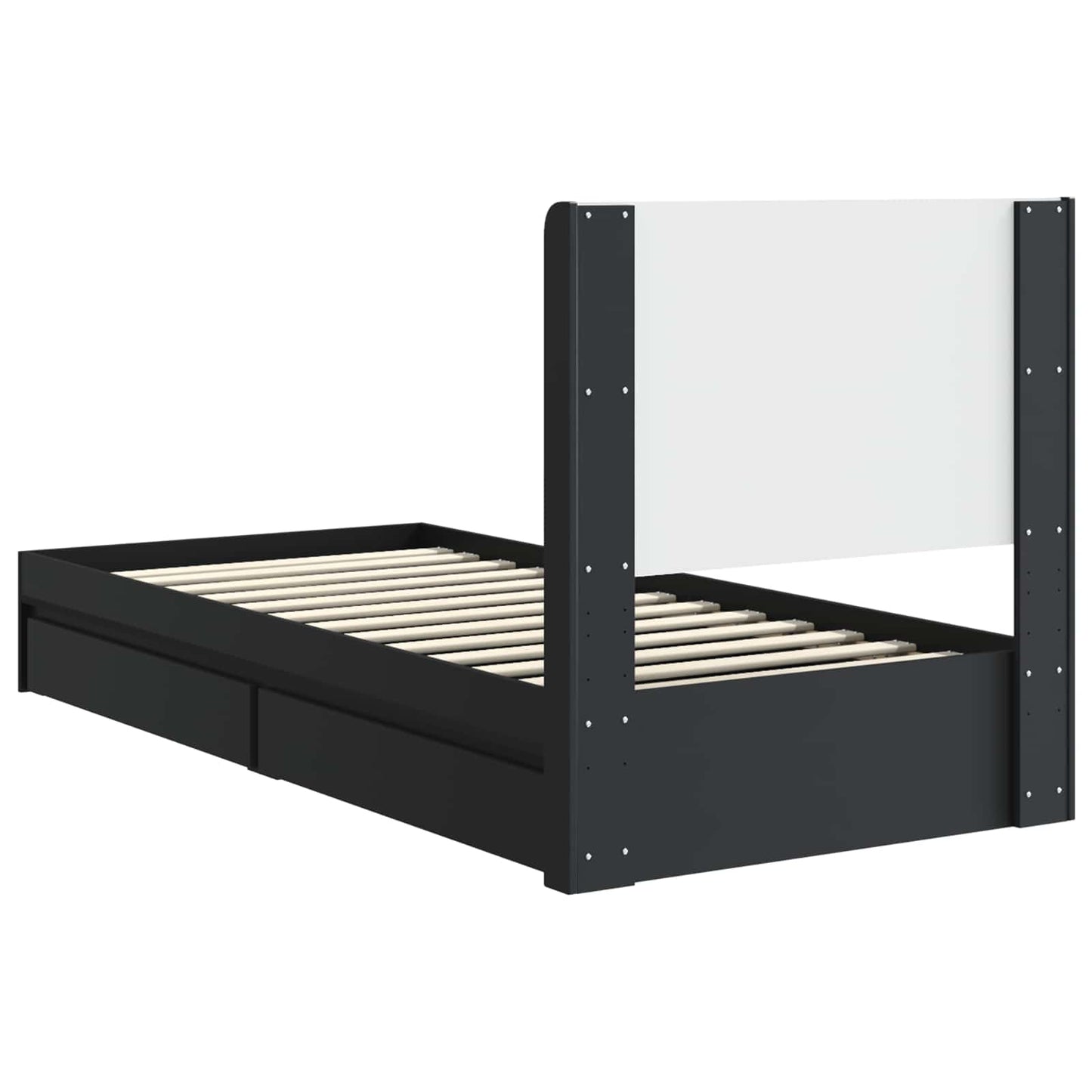 Sengramme med oppbevaring og hodegavl Svart 75 x 190 cm
