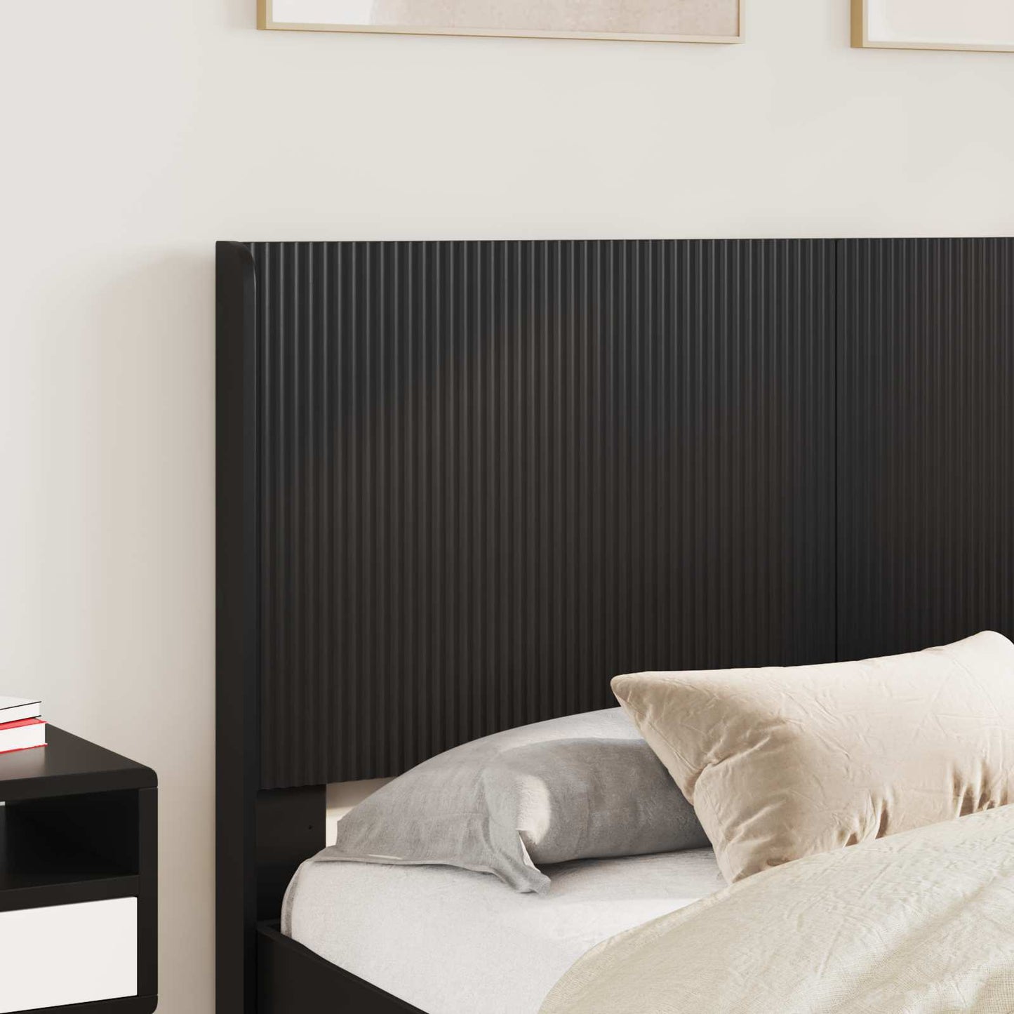 Sengramme med oppbevaring og hodegavl Svart 135 x 190 cm