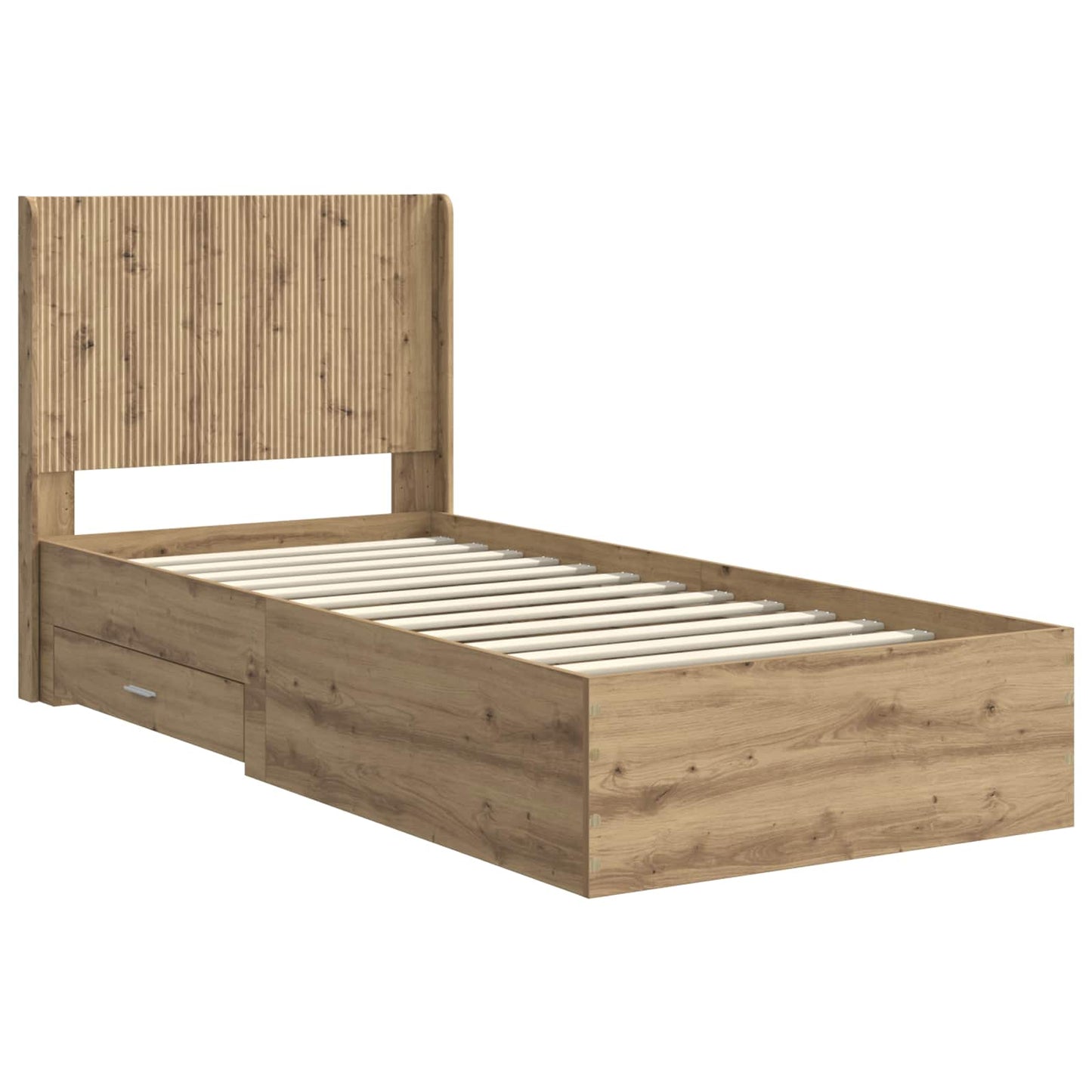 Sengramme med oppbevaring og hodegavl Artisan eik 100 x 200 cm