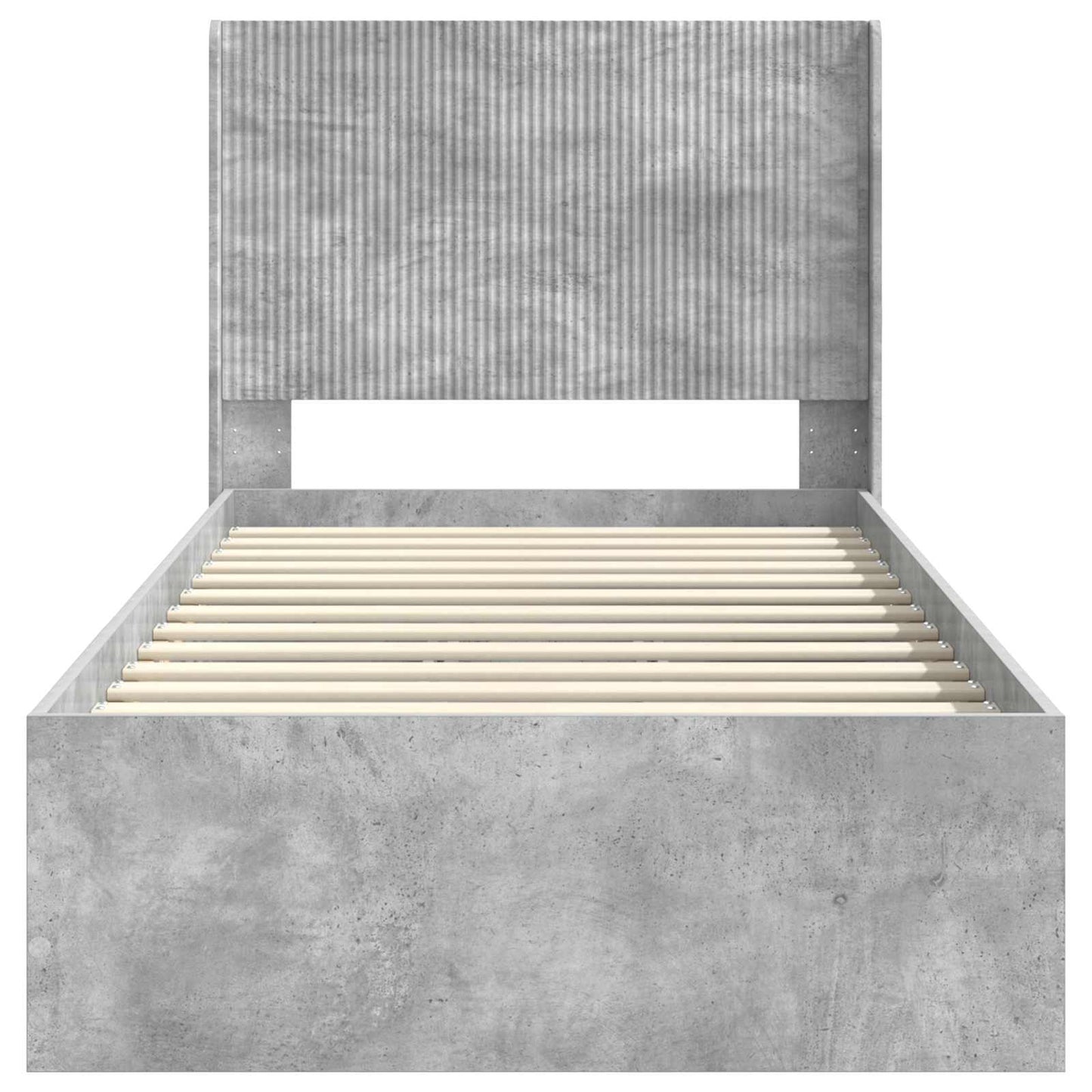 Sengramme med oppbevaring og hodegavl Betonggrå 90 x 200 cm