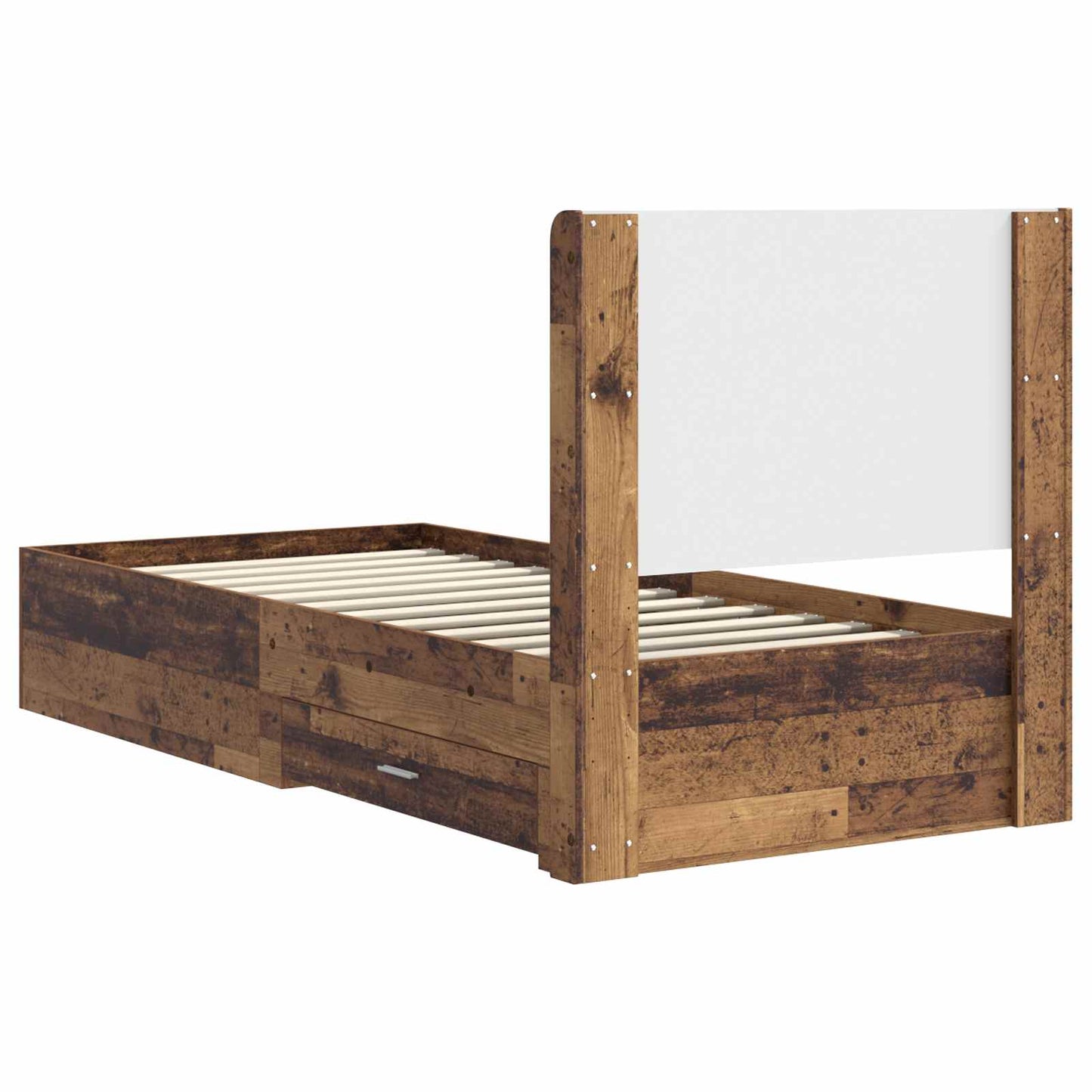 Sengramme med oppbevaring og hodegavl Gammelt tre 90 x 190 cm
