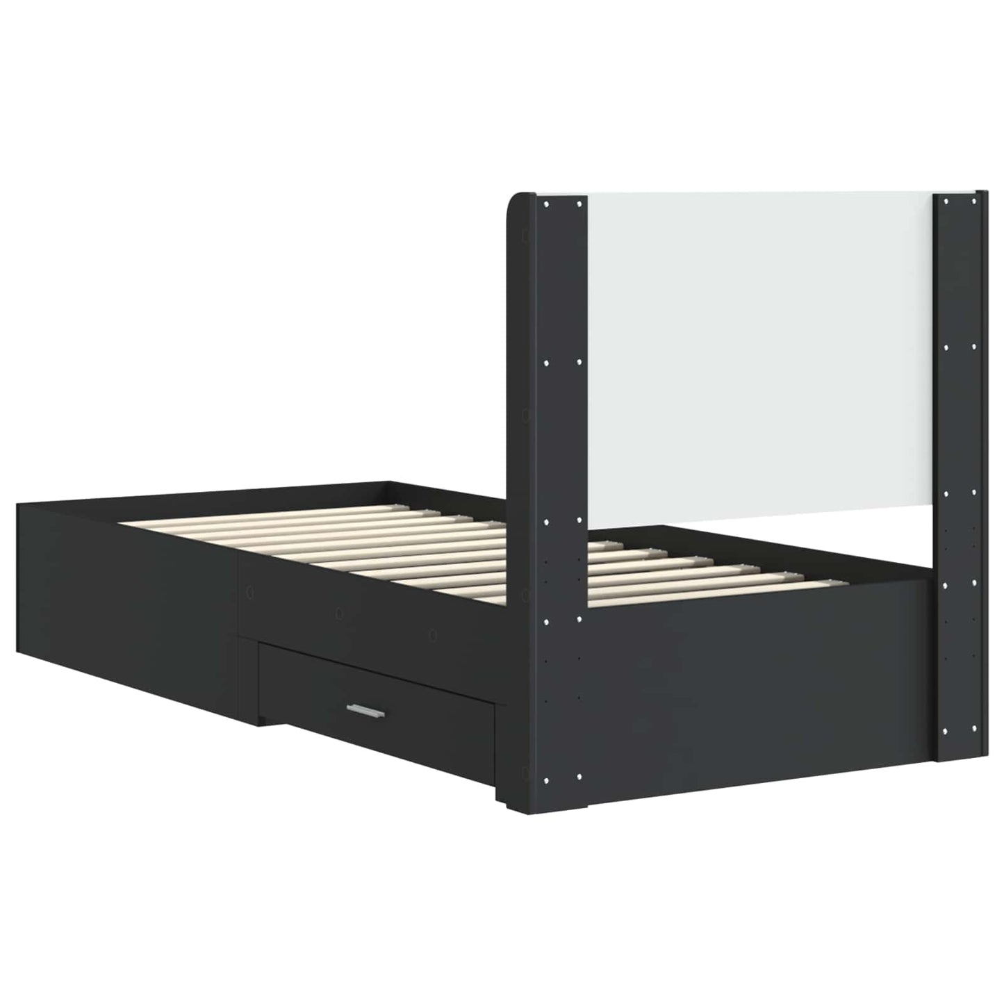 Sengramme med oppbevaring og hodegavl Svart 75 x 190 cm