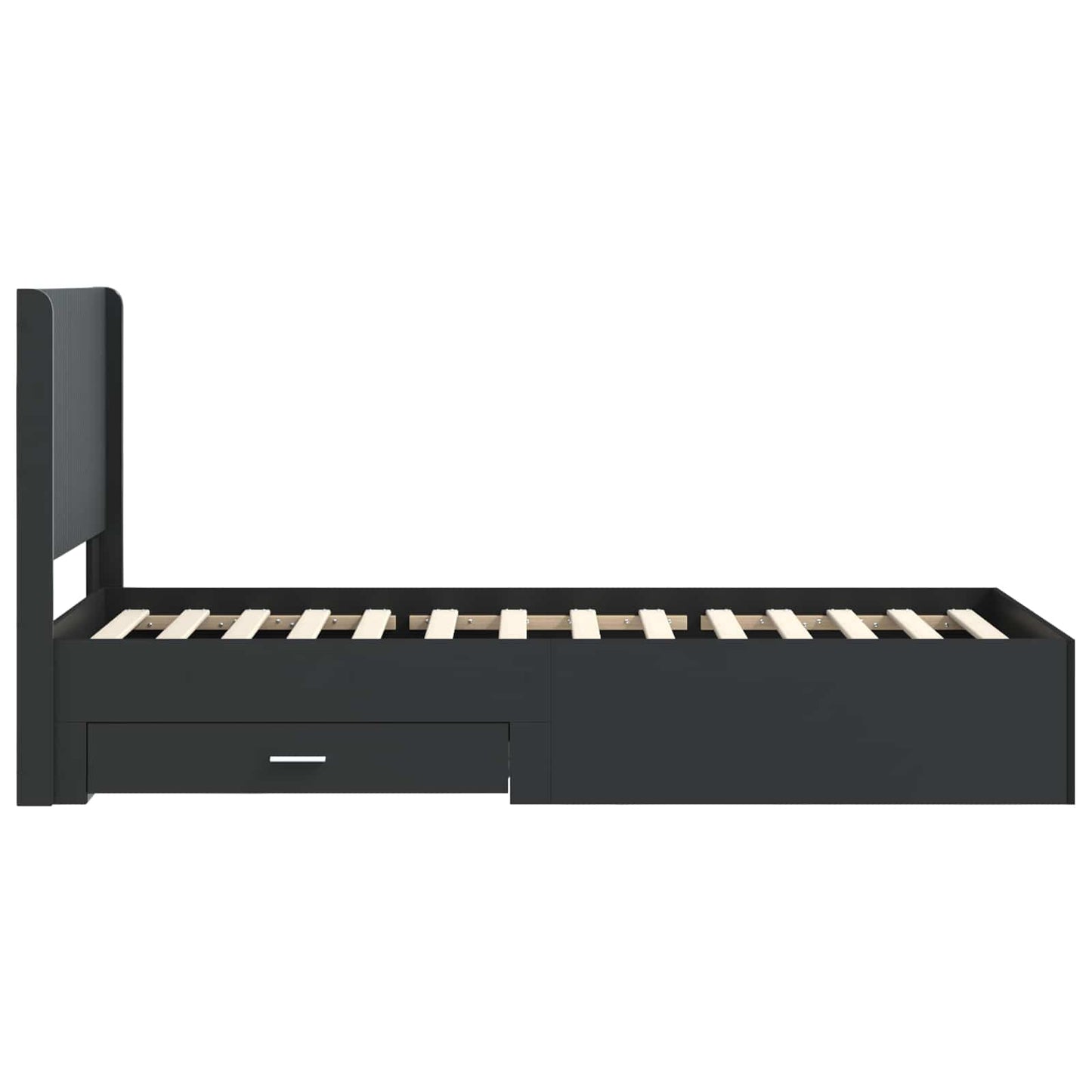 Sengramme med oppbevaring og hodegavl Svart 75 x 190 cm