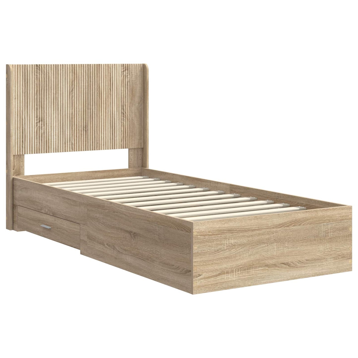 Sengramme med oppbevaring og hodegavl Sonoma eik 75 x 190 cm