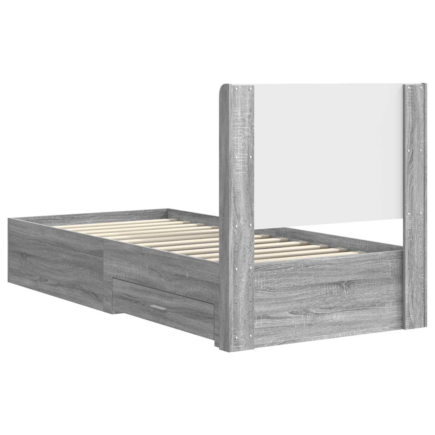 Sengramme med oppbevaring og hodegavl Grå Sonoma 75 x 190 cm