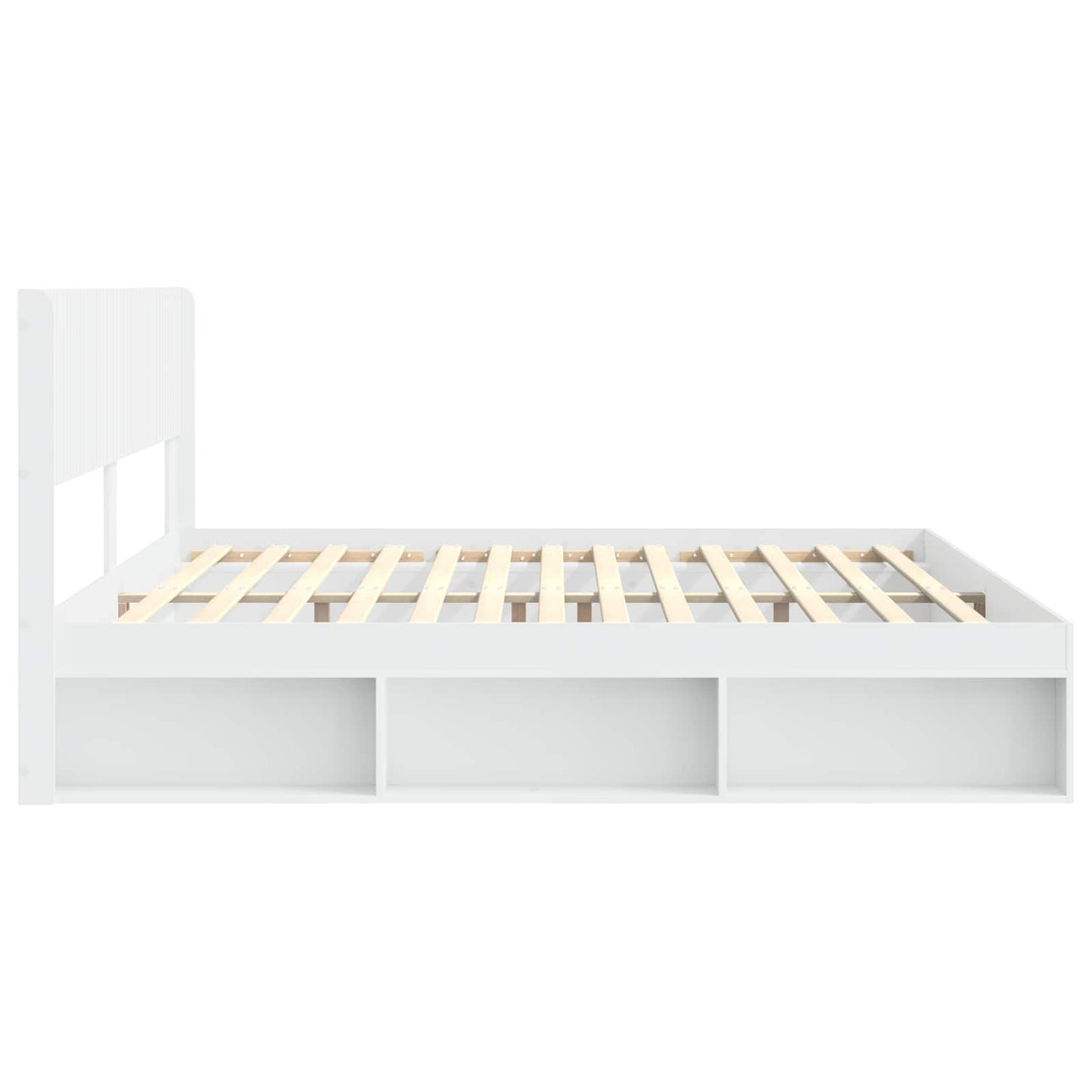 Sengramme med oppbevaring og hodegavl Hvit 200 x 200 cm