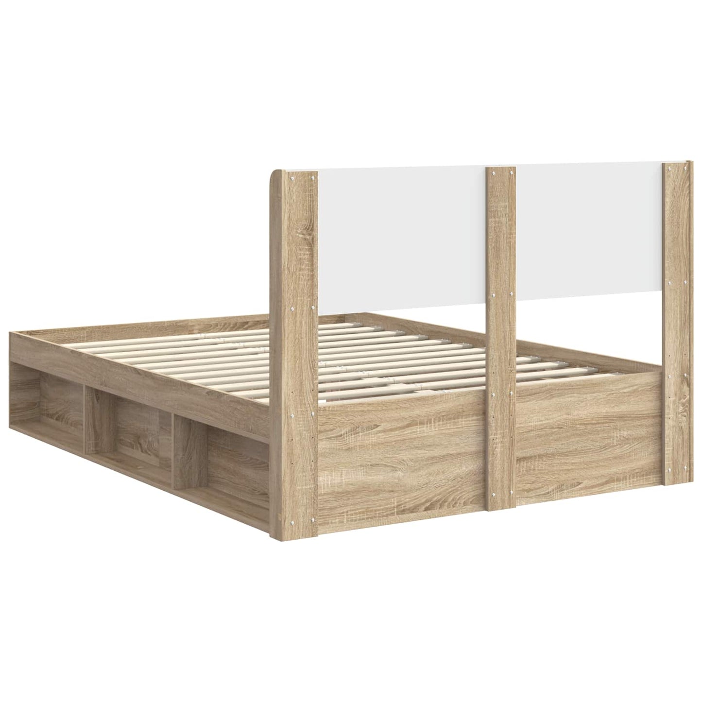 Sengramme med oppbevaring og hodegavl Sonoma eik 160 x 200 cm
