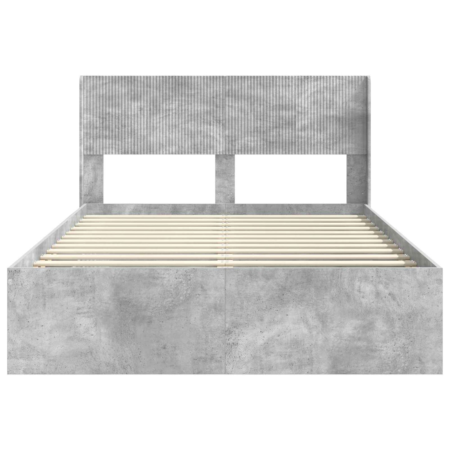 Sengramme med oppbevaring og hodegavl Betonggrå 160 x 200 cm