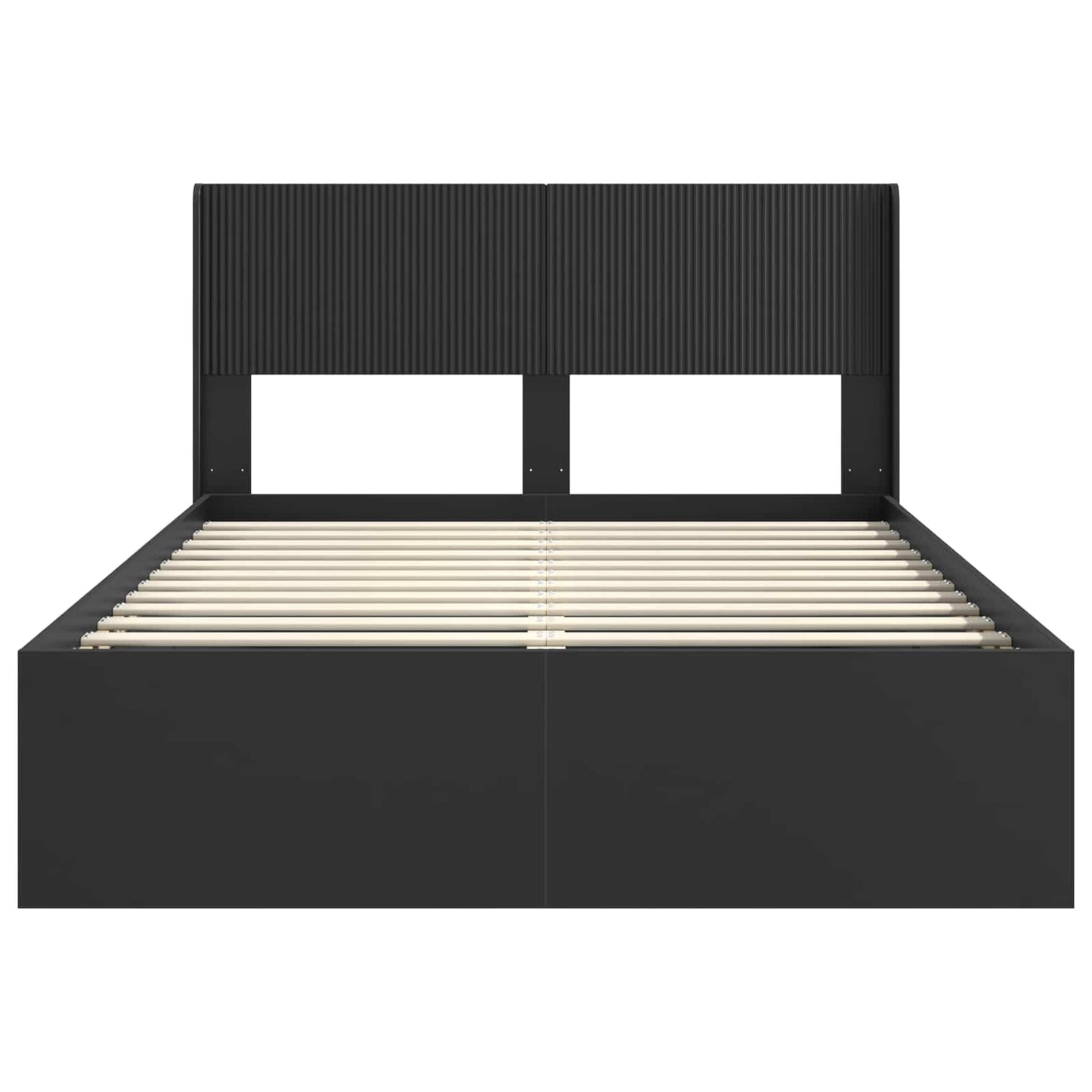 Sengramme med oppbevaring og hodegavl Svart 140 x 200 cm