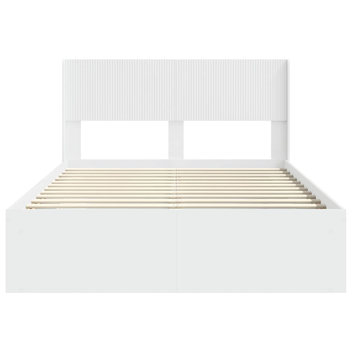 Sengramme med oppbevaring og hodegavl Hvit 140 x 190 cm