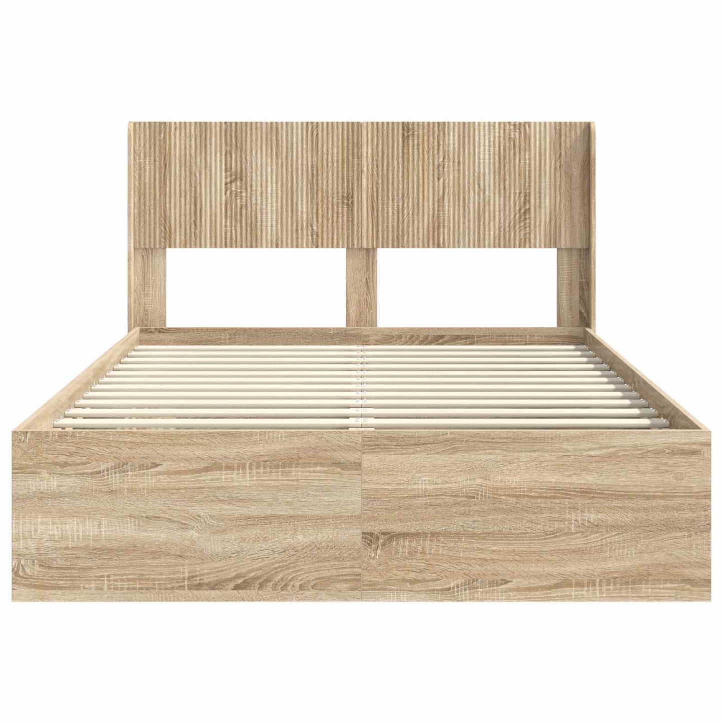 Sengramme med oppbevaring og hodegavl Sonoma eik 140 x 190 cm