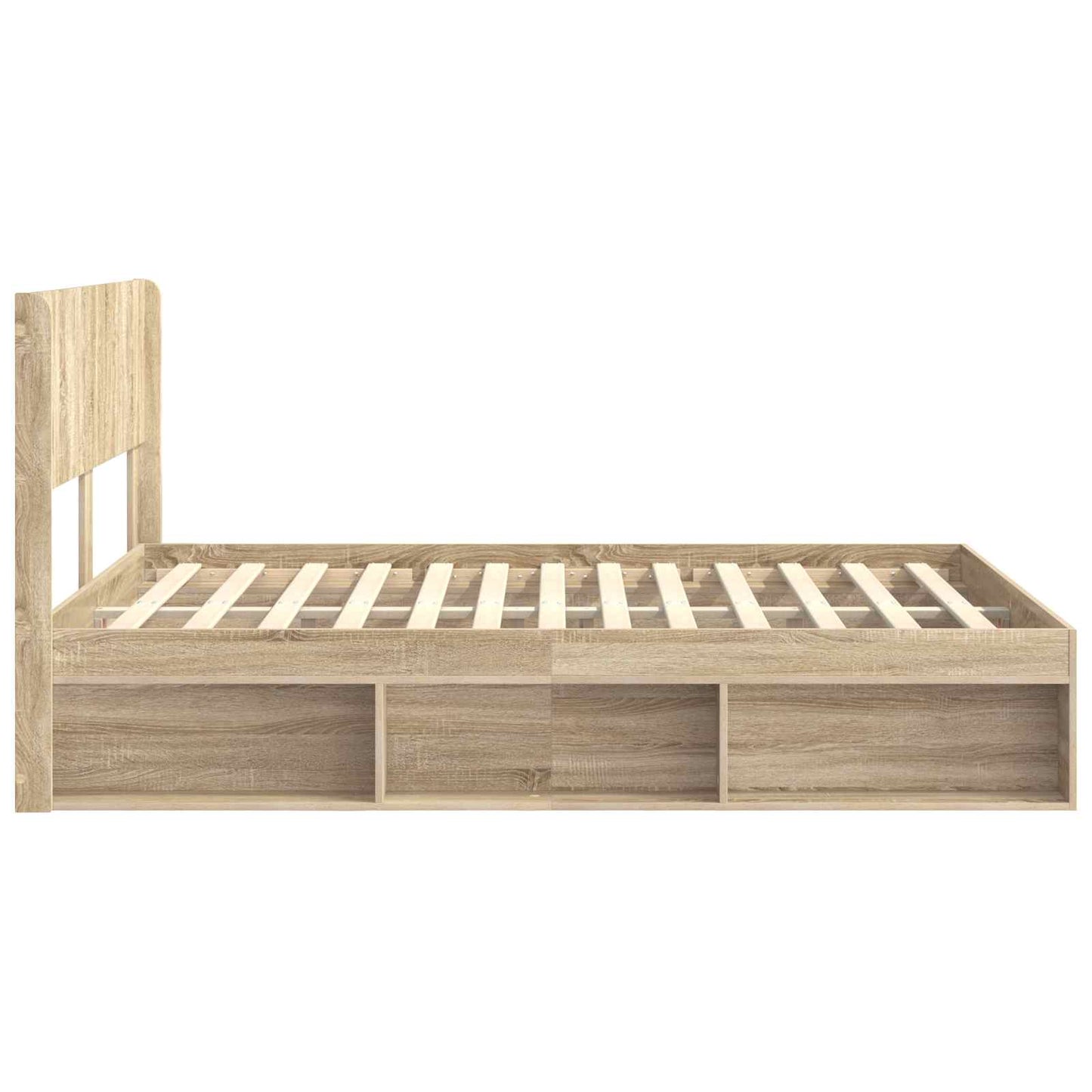 Sengramme med oppbevaring og hodegavl Sonoma eik 140 x 190 cm