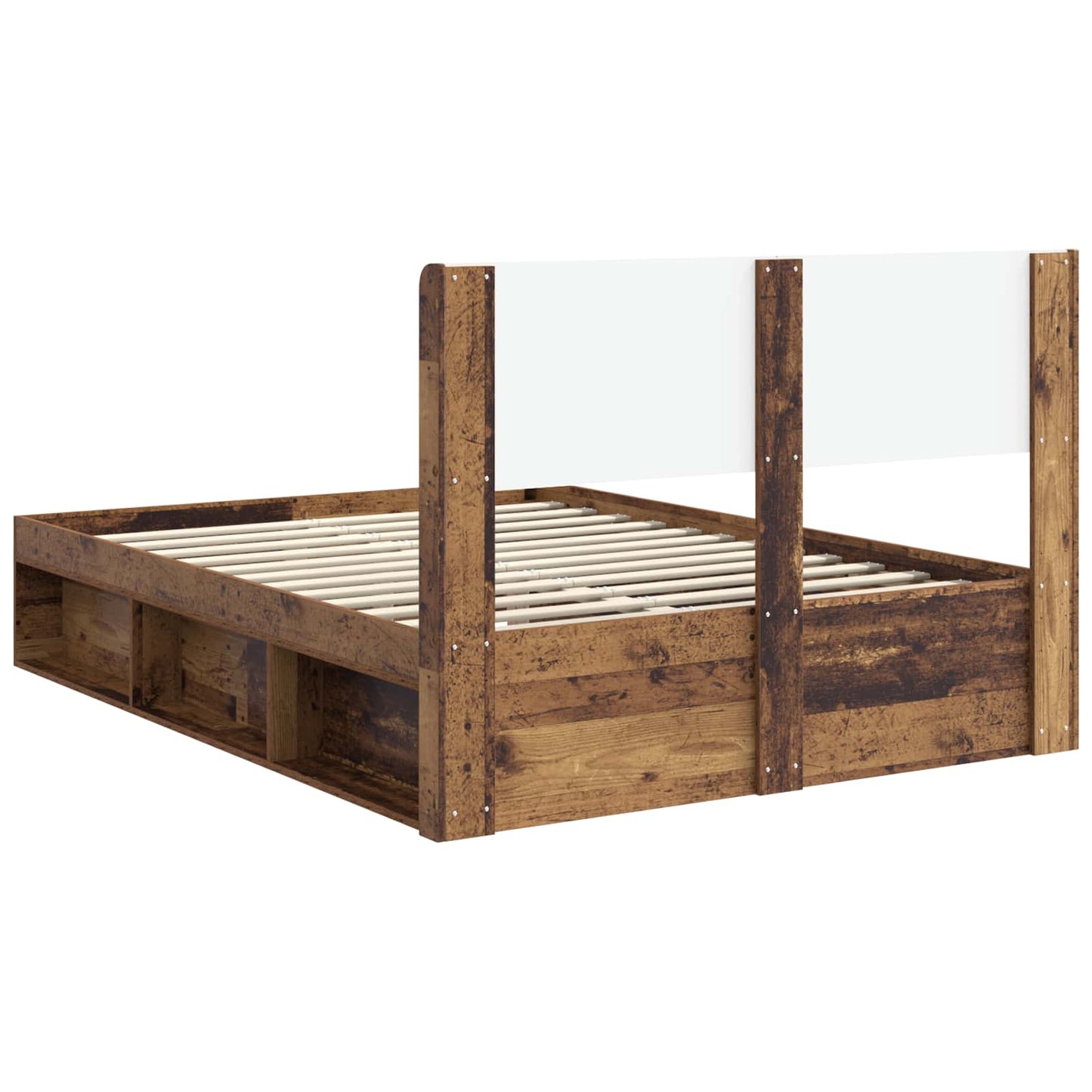 Sengramme med oppbevaring og hodegavl Gammelt tre 140 x 190 cm