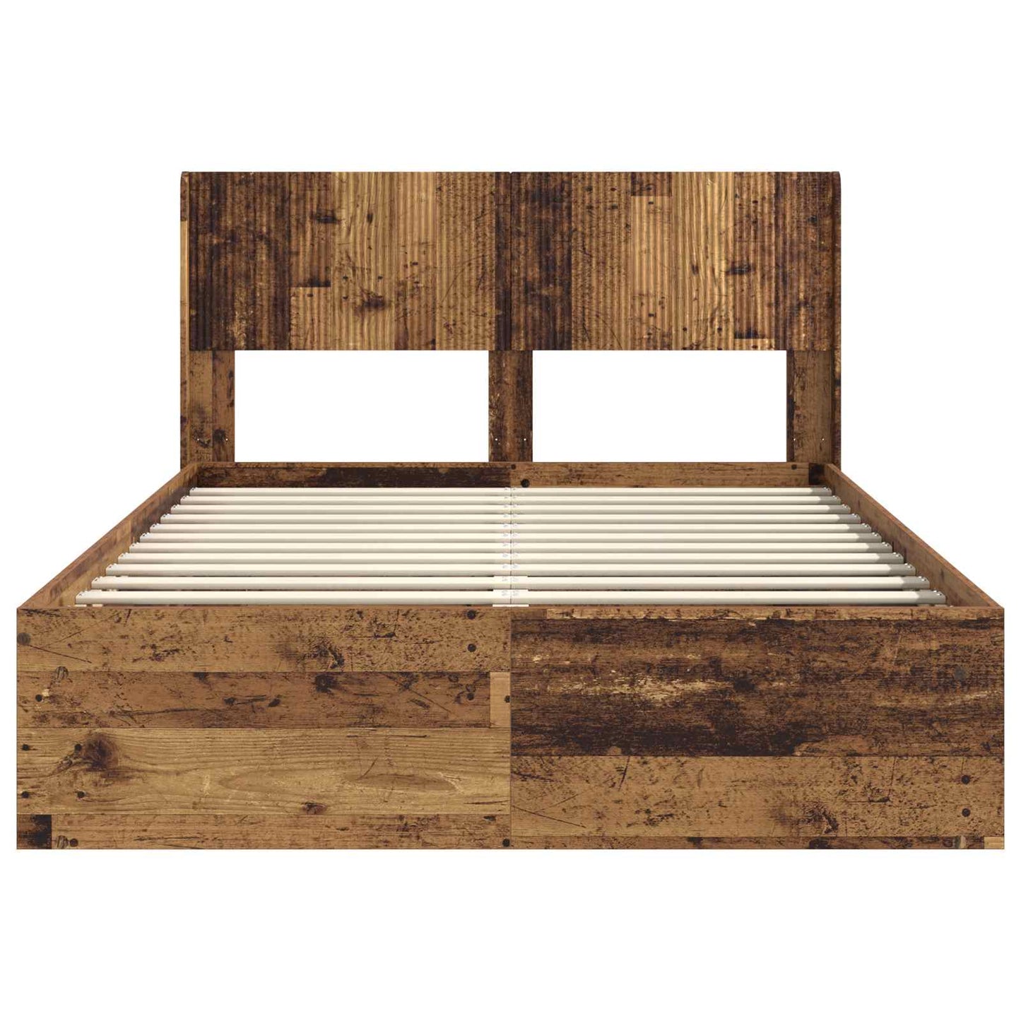 Sengramme med oppbevaring og hodegavl Gammelt tre 135 x 190 cm