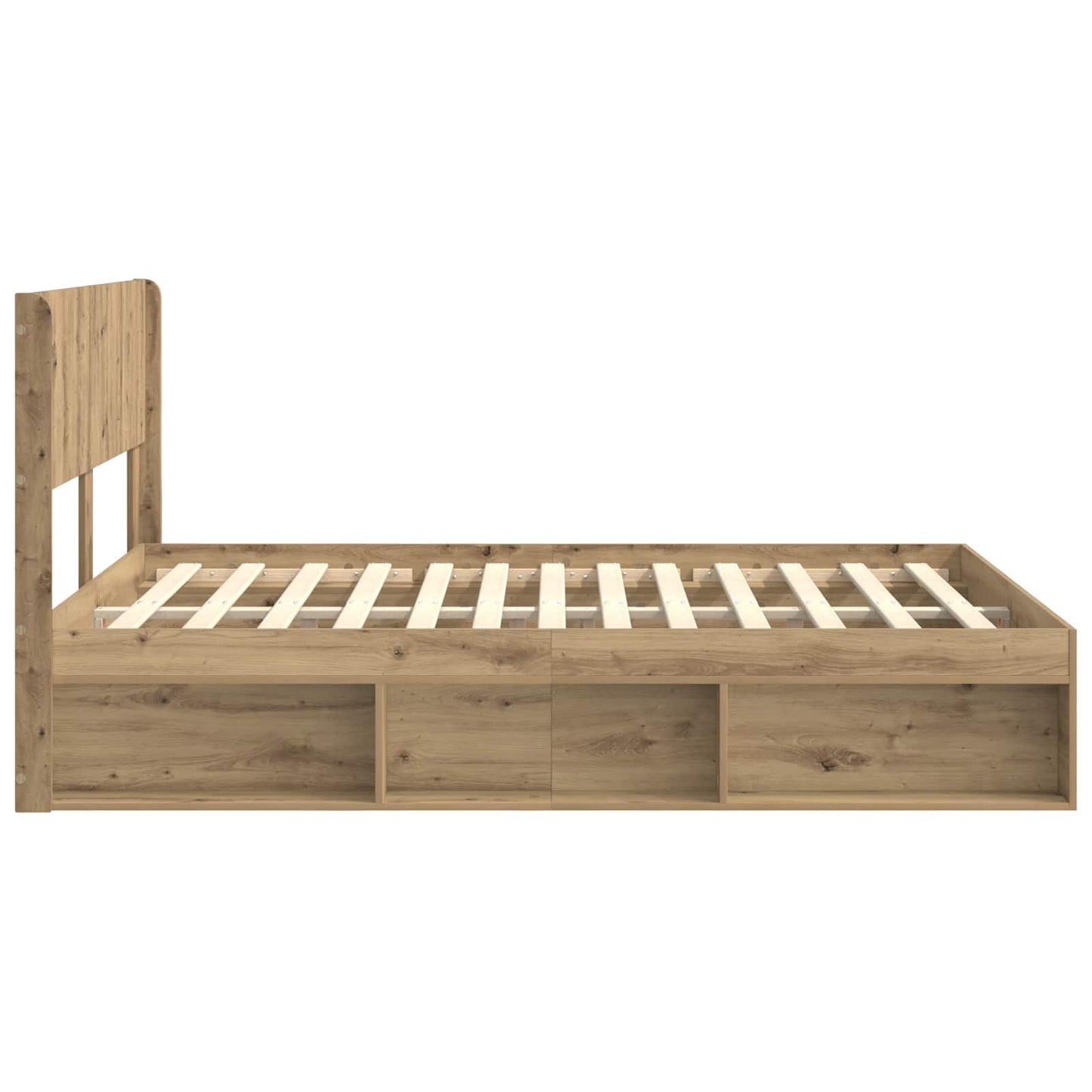 Sengramme med oppbevaring og hodegavl Artisan eik 120 x 200 cm