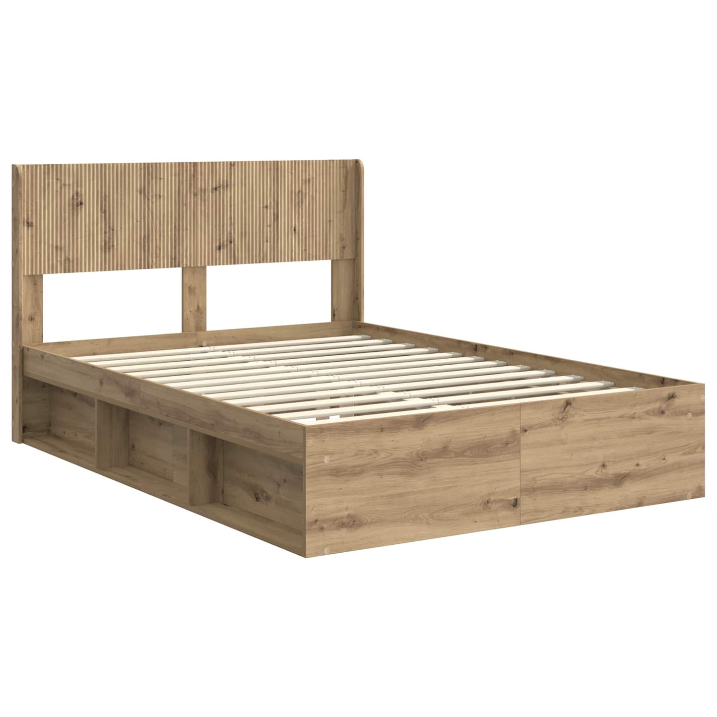 Sengramme med oppbevaring og hodegavl Artisan eik 120 x 190 cm
