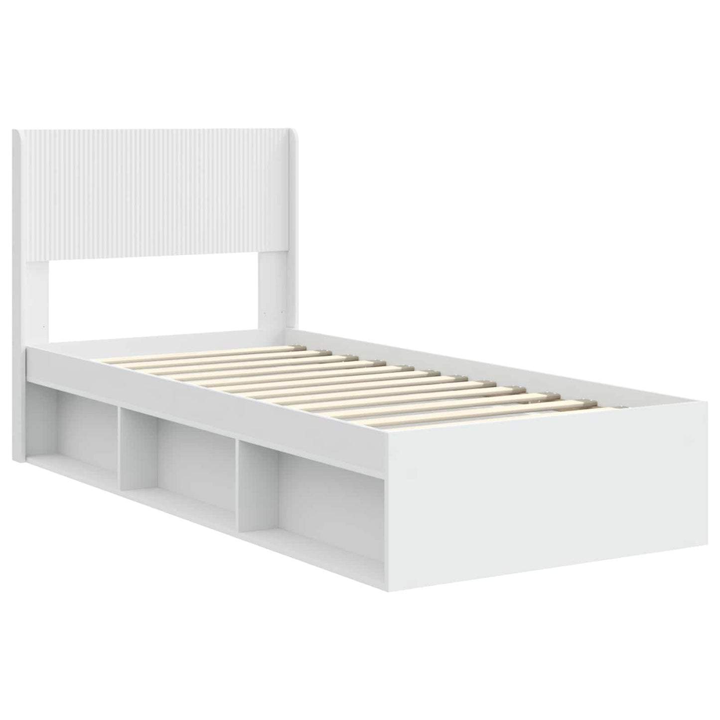 Sengramme med oppbevaring og hodegavl Hvit 90 x 200 cm