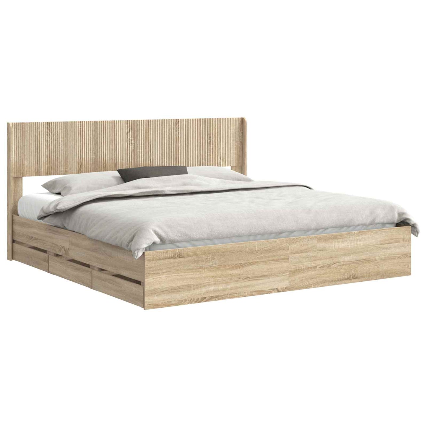 Sengramme med oppbevaring og hodegavl Sonoma eik 200 x 200 cm