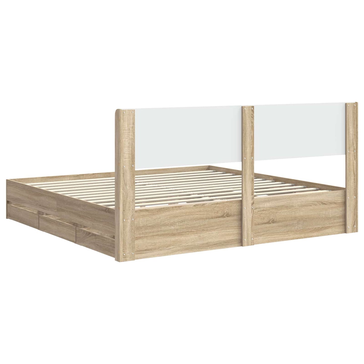 Sengramme med oppbevaring og hodegavl Sonoma eik 200 x 200 cm
