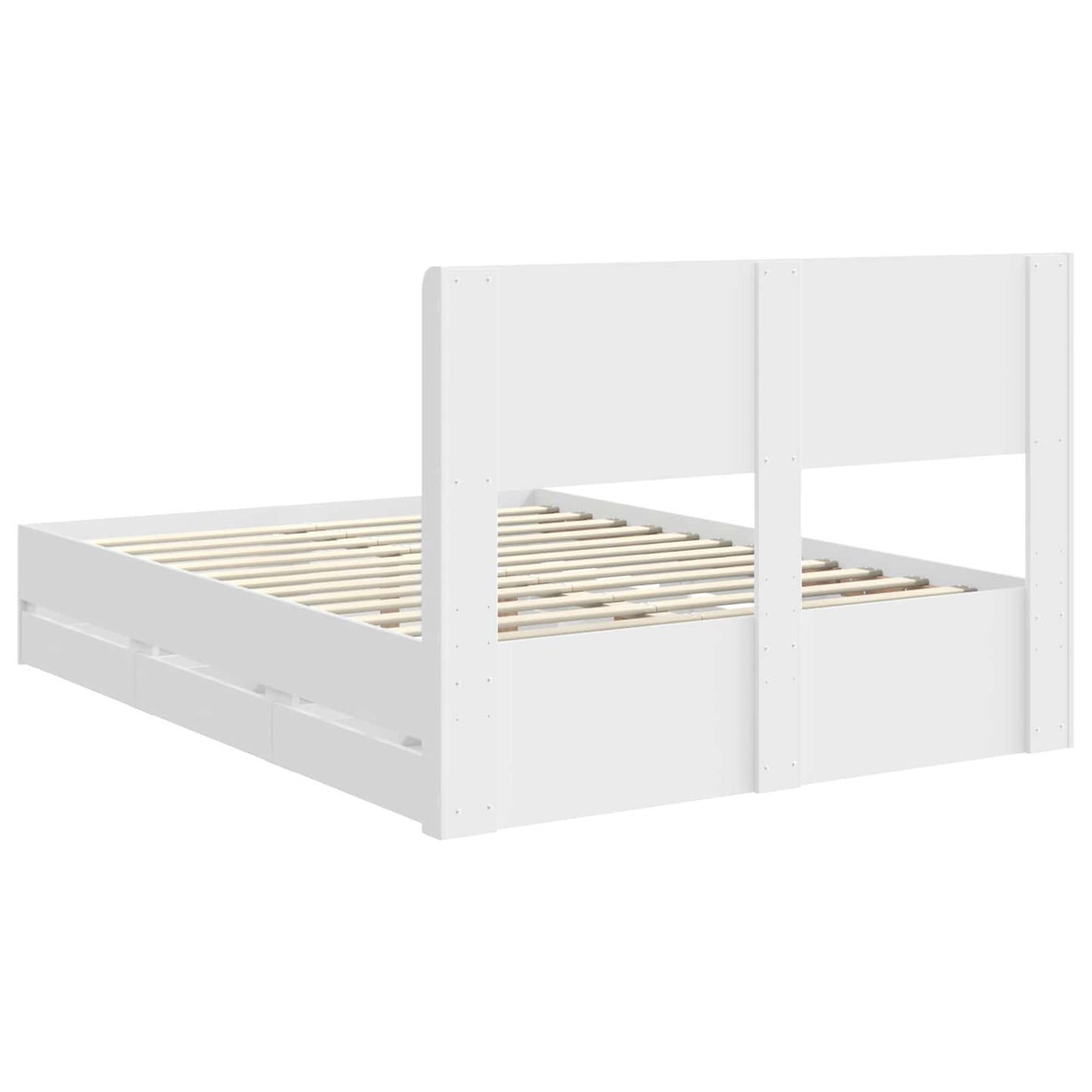Sengramme med oppbevaring og hodegavl Hvit 140 x 190 cm