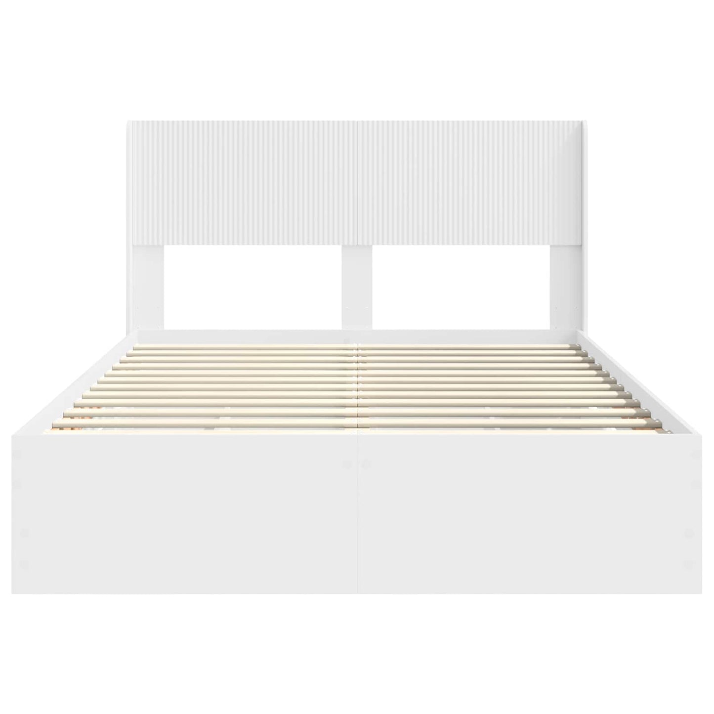 Sengramme med oppbevaring og hodegavl Hvit 140 x 190 cm