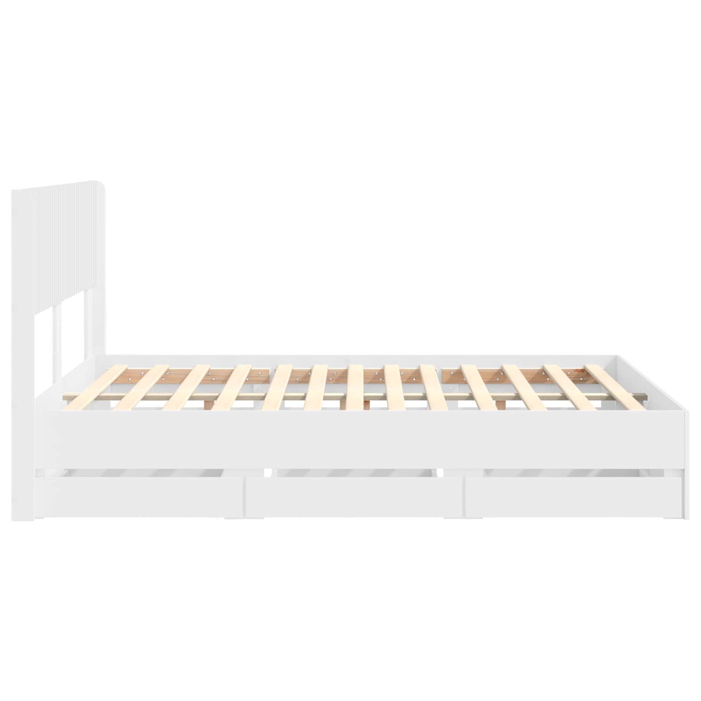 Sengramme med oppbevaring og hodegavl Hvit 140 x 190 cm
