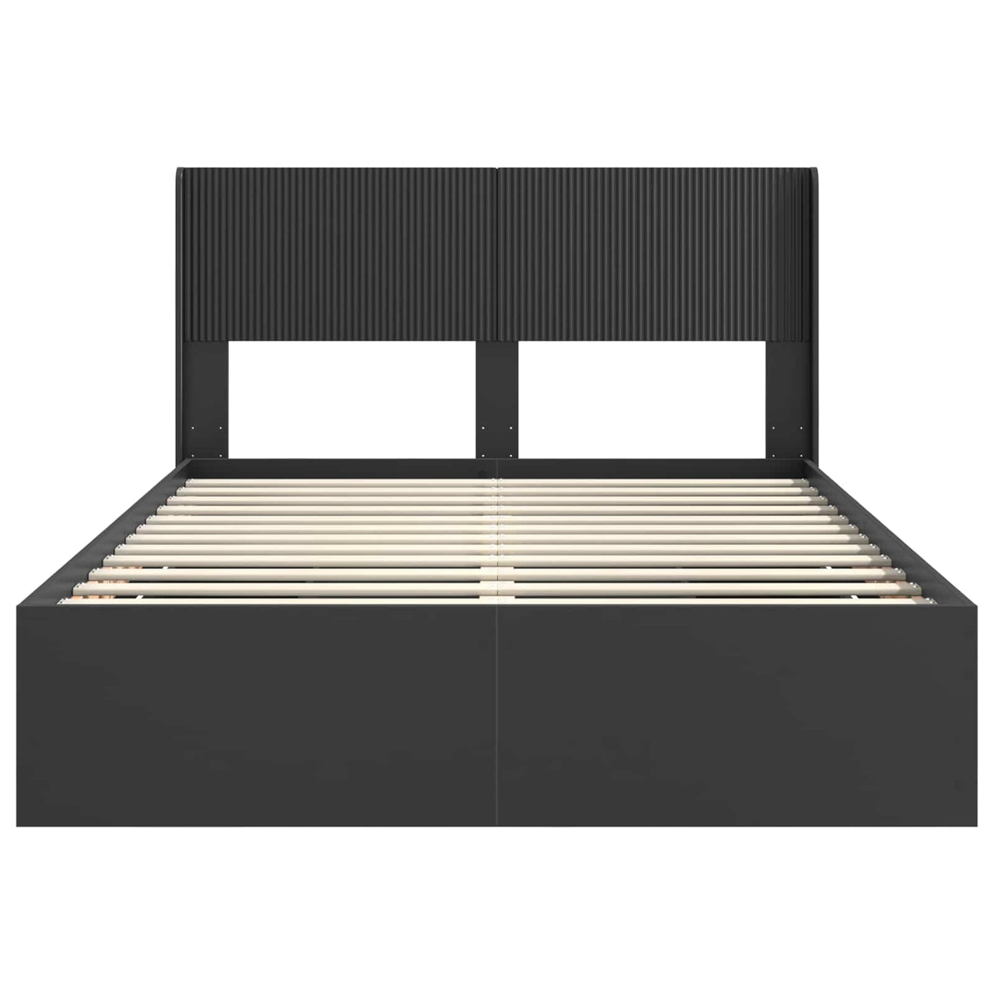 Sengramme med oppbevaring og hodegavl Svart 140 x 190 cm