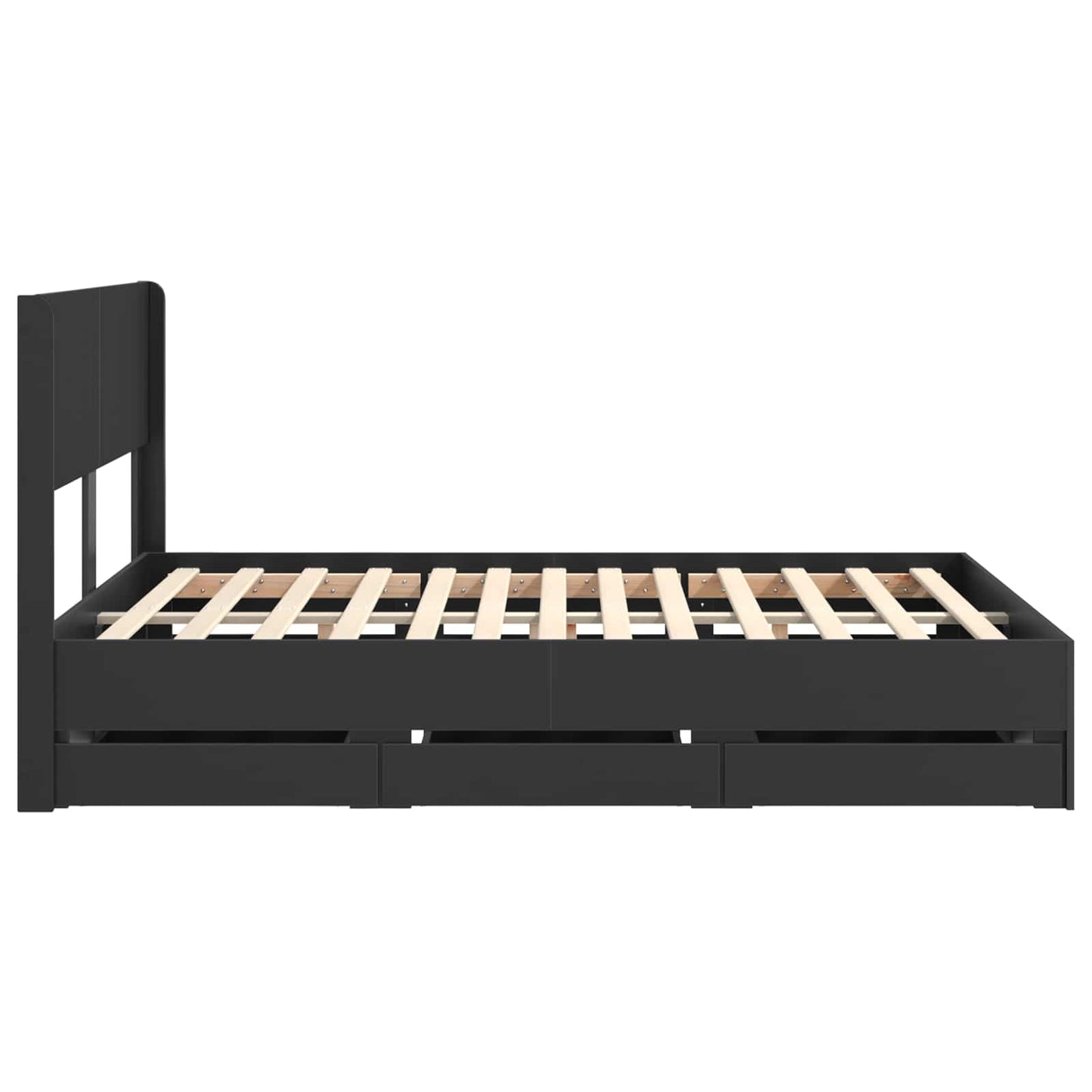 Sengramme med oppbevaring og hodegavl Svart 120 x 190 cm