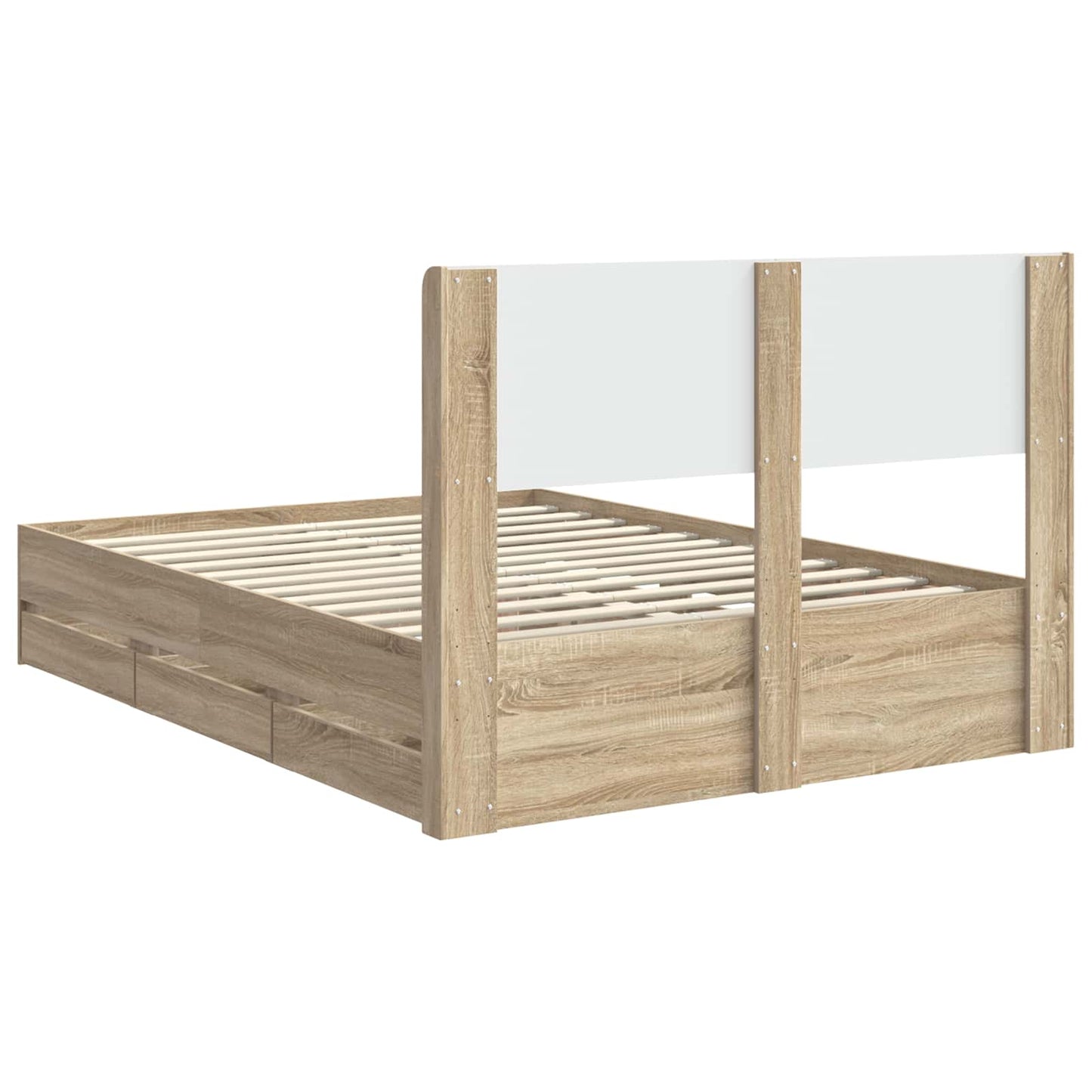 Sengramme med oppbevaring og hodegavl Sonoma eik 120 x 190 cm