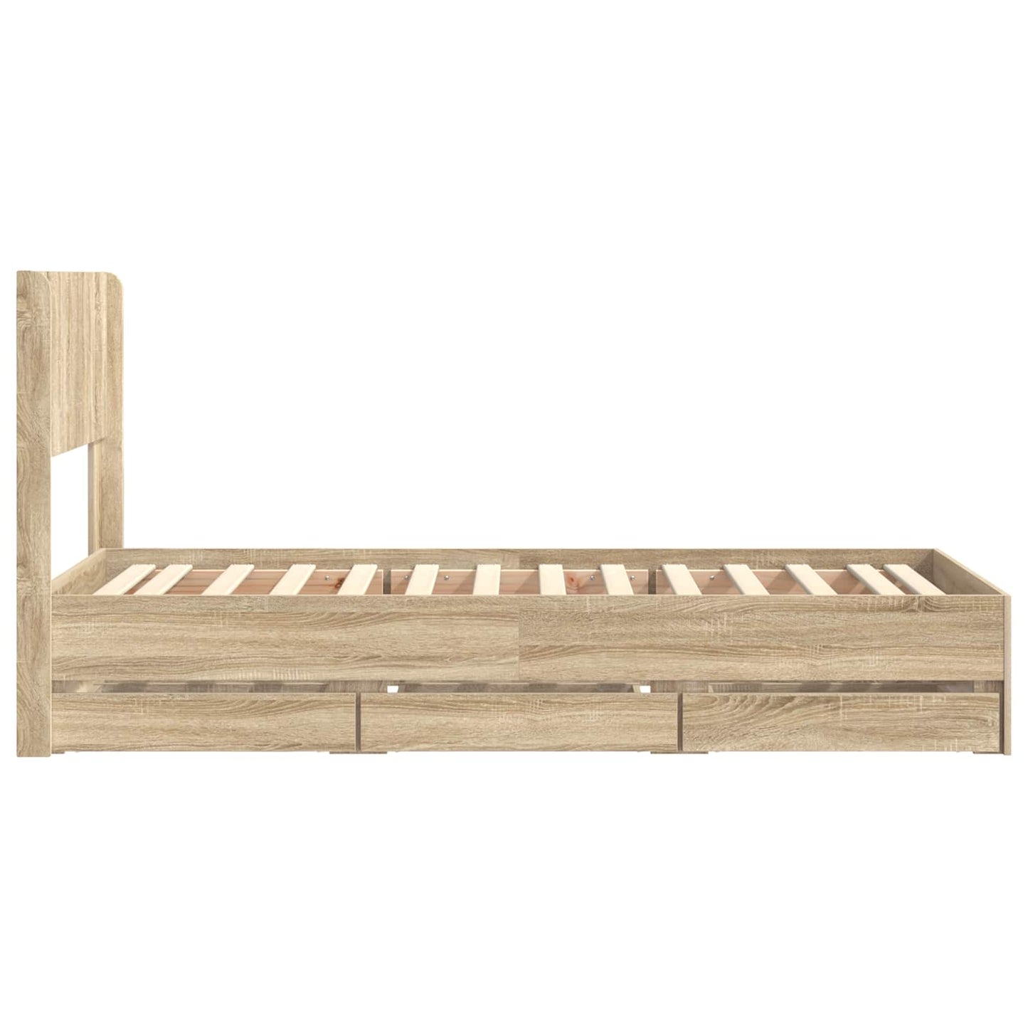 Sengramme med oppbevaring og hodegavl Sonoma eik 100 x 200 cm