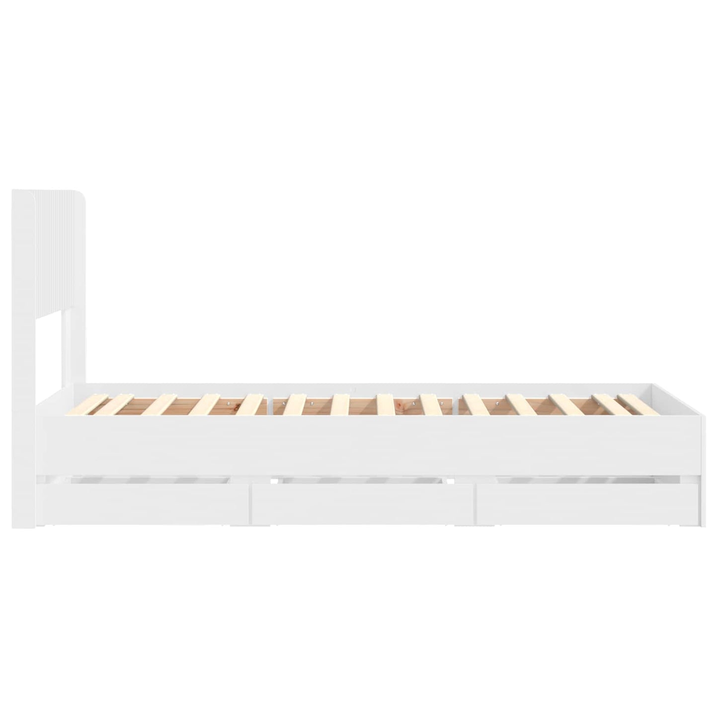 Sengramme med oppbevaring og hodegavl Hvit 75 x 190 cm