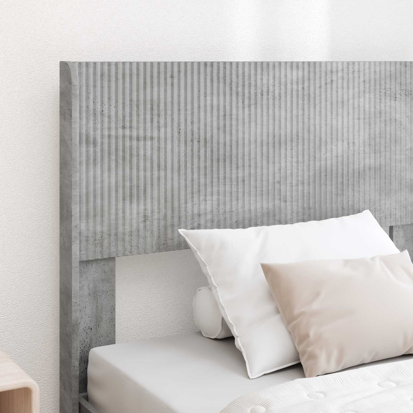 Sengramme med oppbevaring og hodegavl Betonggrå 75 x 190 cm