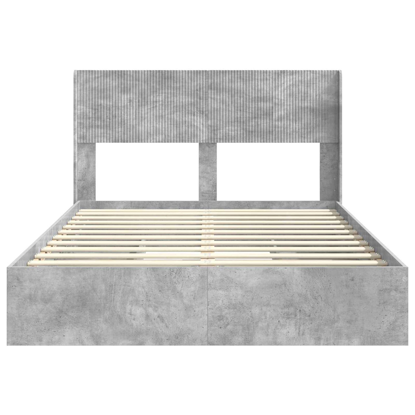 Sengramme med oppbevaring og hodegavl Betonggrå 150 x 200 cm