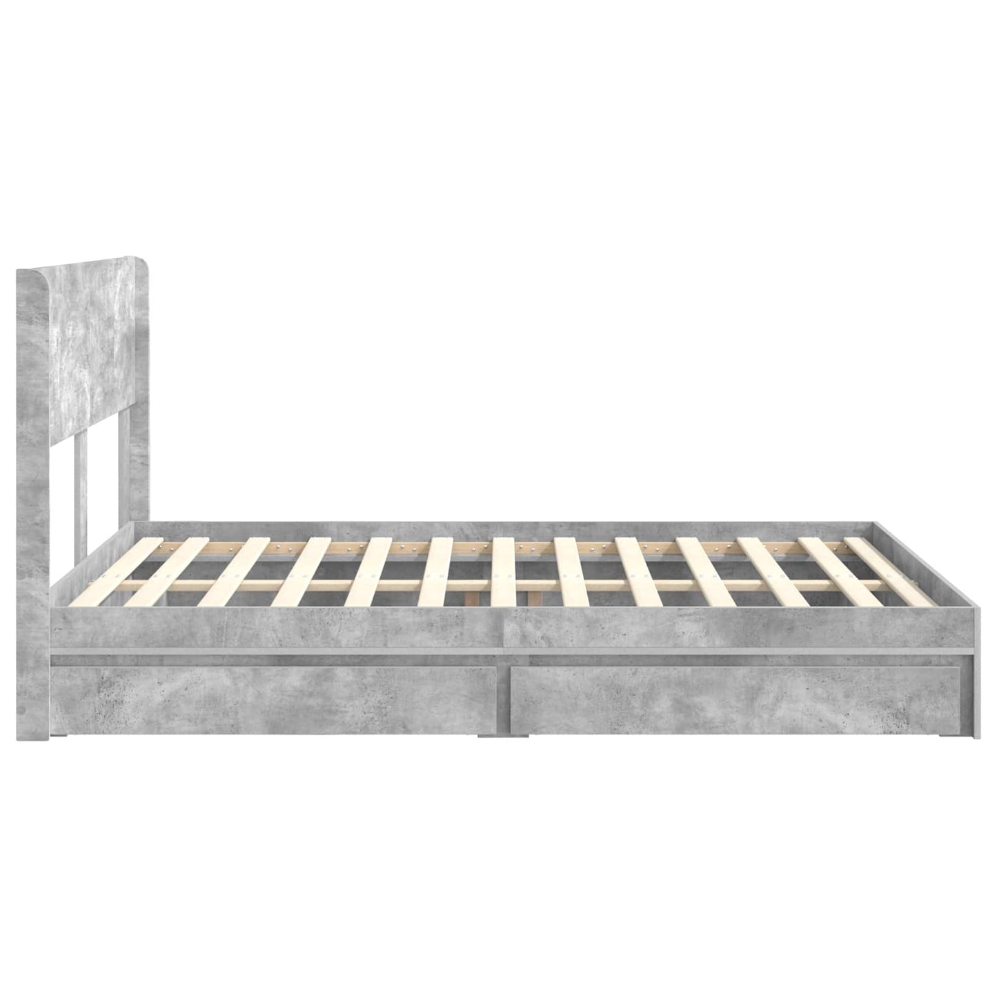 Sengramme med oppbevaring og hodegavl Betonggrå 150 x 200 cm