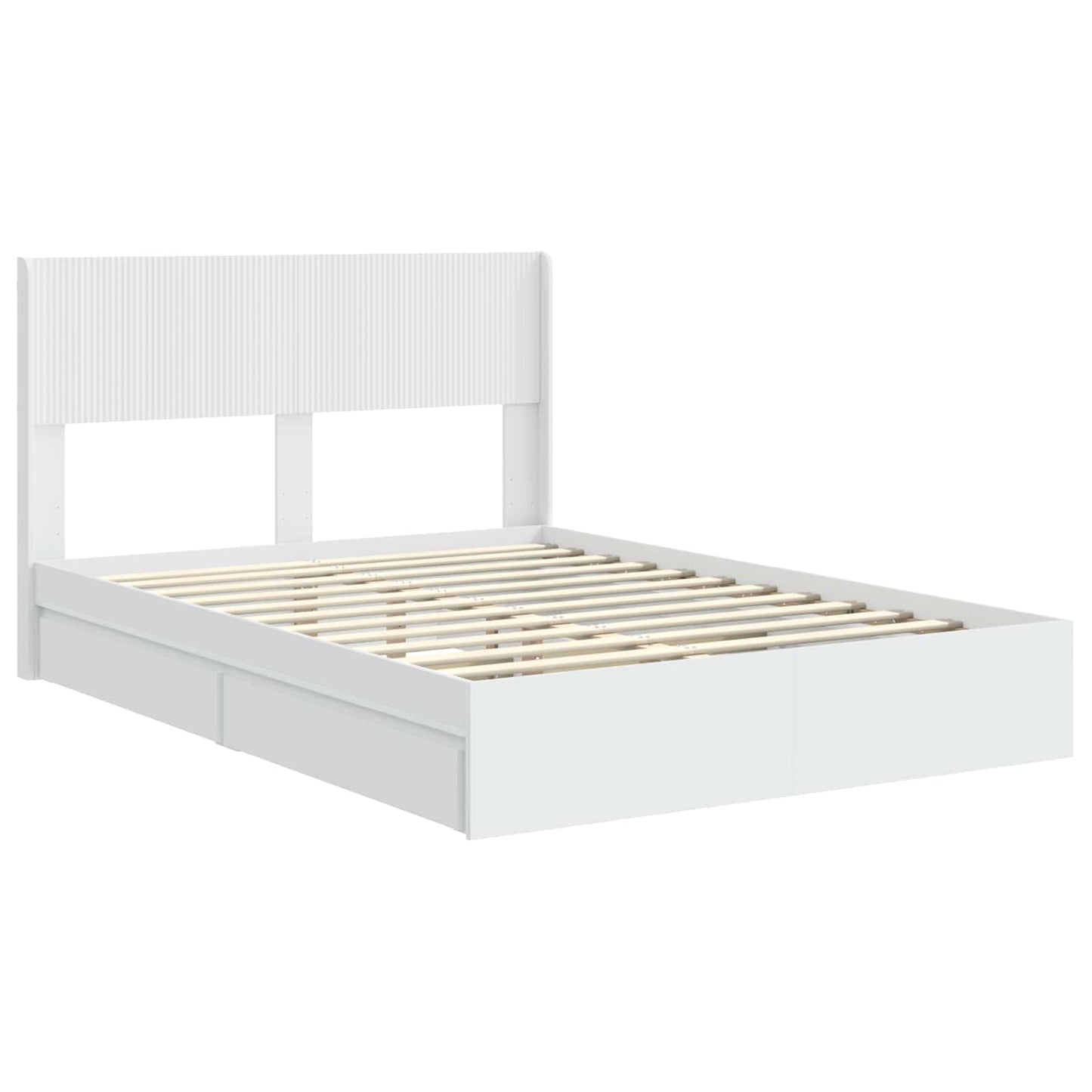Sengramme med oppbevaring og hodegavl Hvit 140 x 190 cm