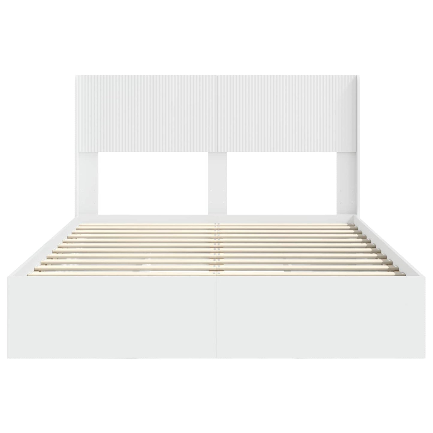 Sengramme med oppbevaring og hodegavl Hvit 140 x 190 cm
