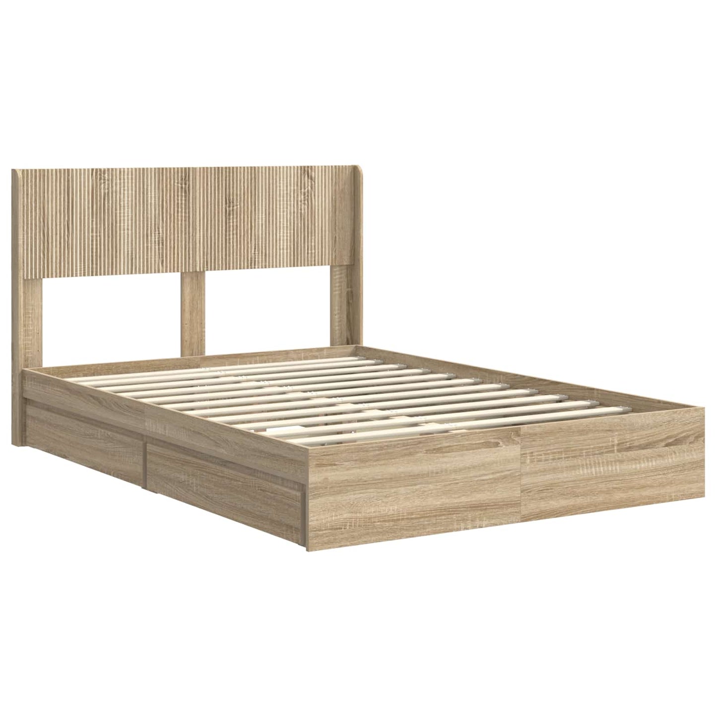 Sengramme med oppbevaring og hodegavl Sonoma eik 140 x 190 cm