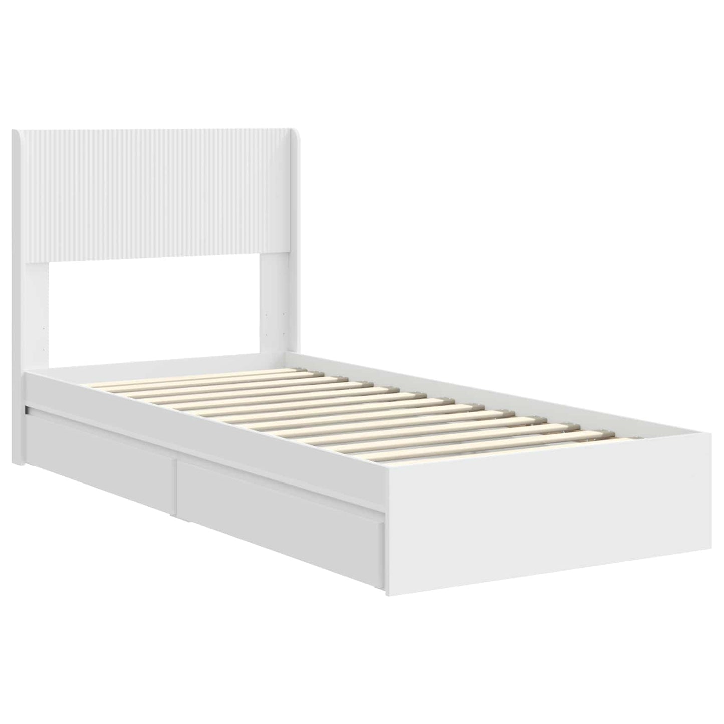 Sengramme med oppbevaring og hodegavl Hvit 75 x 190 cm