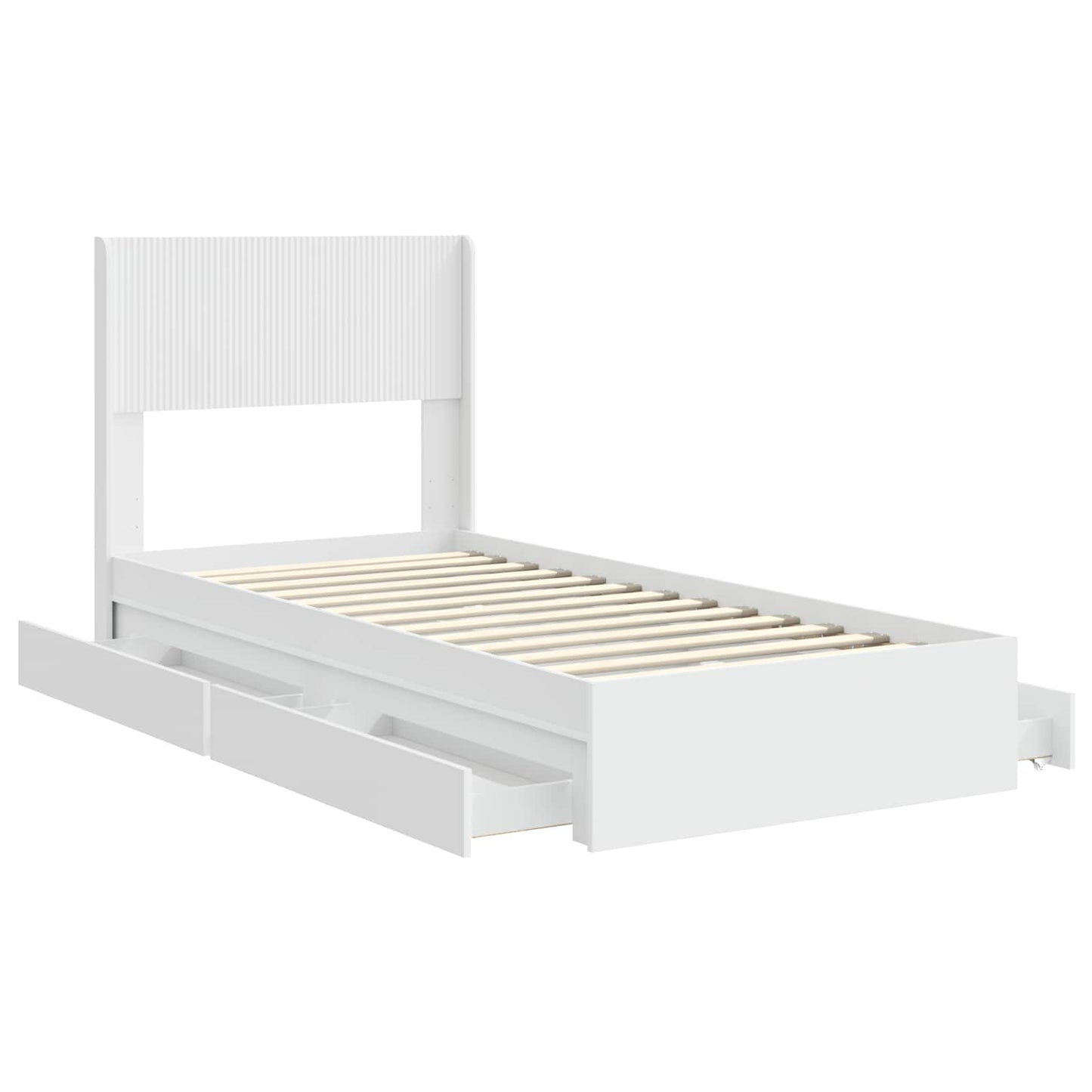 Sengramme med oppbevaring og hodegavl Hvit 75 x 190 cm