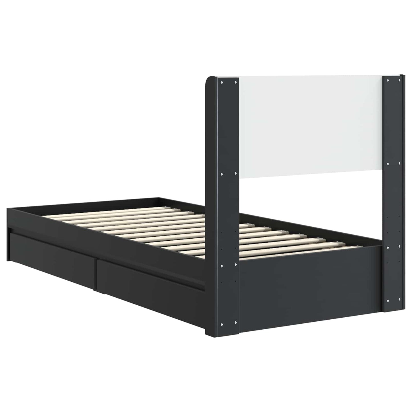 Sengramme med oppbevaring og hodegavl Svart 75 x 190 cm