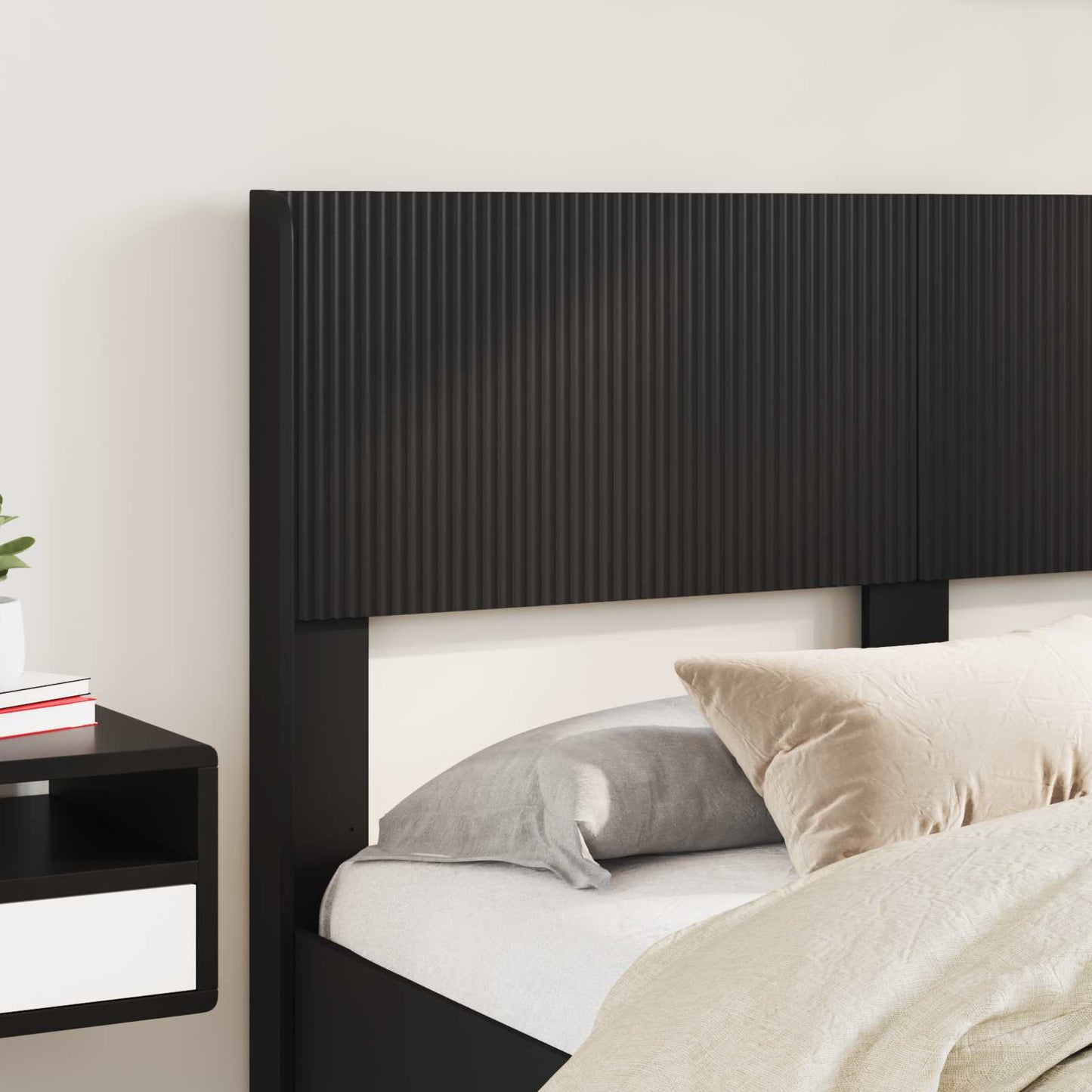 Sengramme med oppbevaring og hodegavl Svart 135 x 190 cm