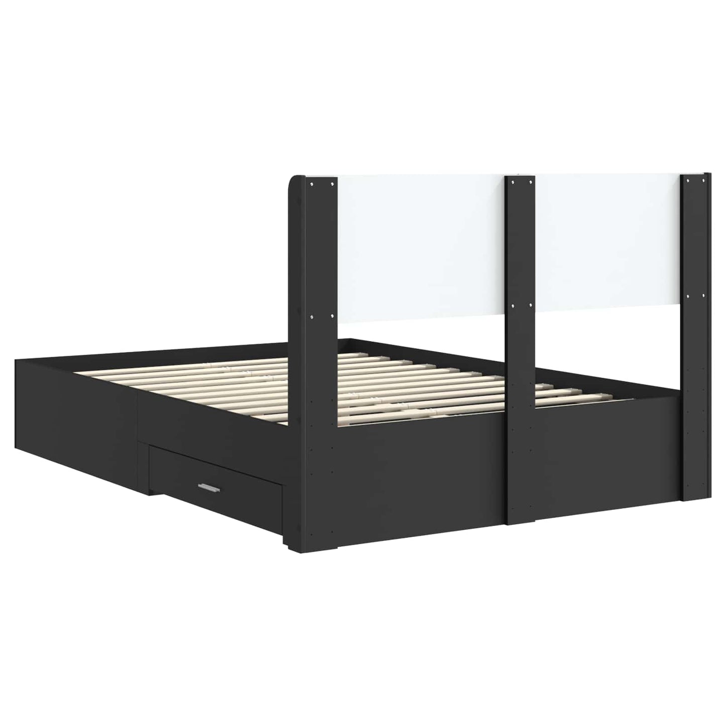 Sengramme med oppbevaring og hodegavl Svart 135 x 190 cm