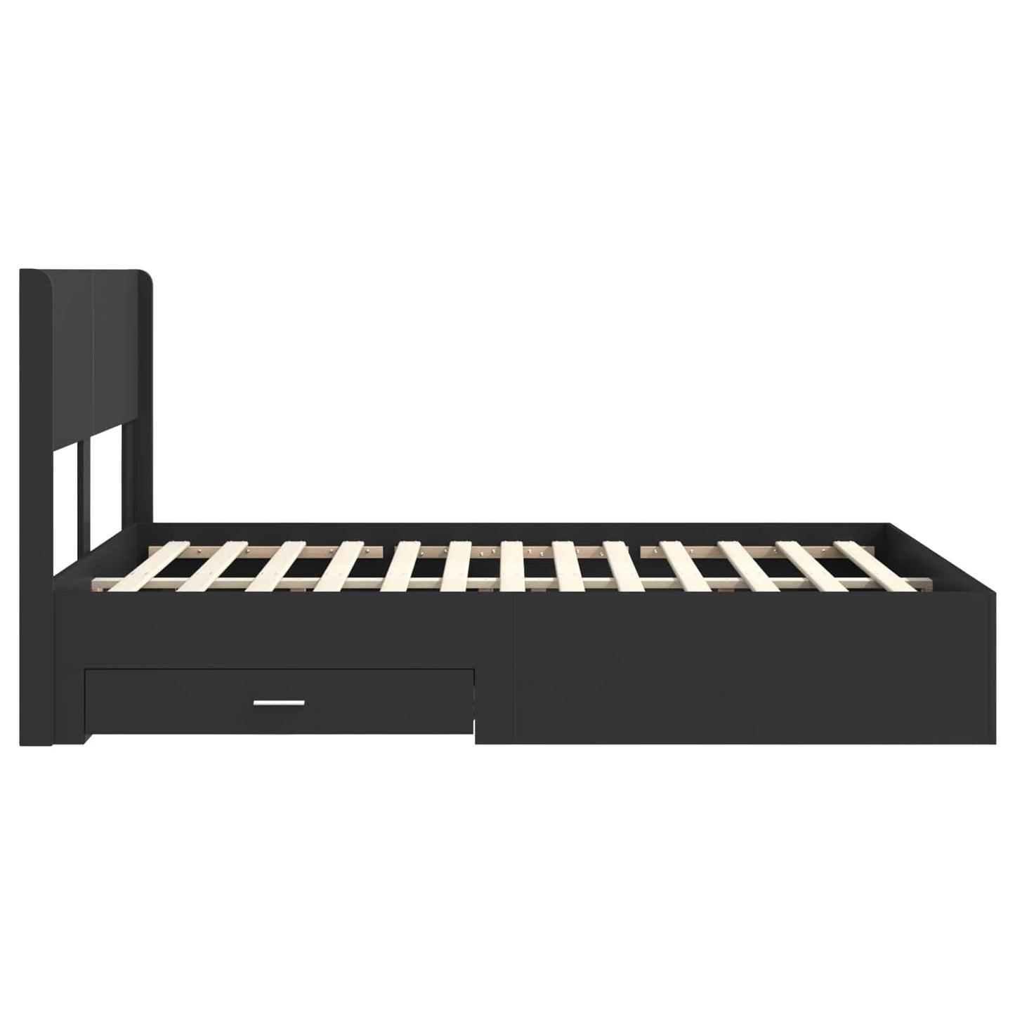 Sengramme med oppbevaring og hodegavl Svart 135 x 190 cm