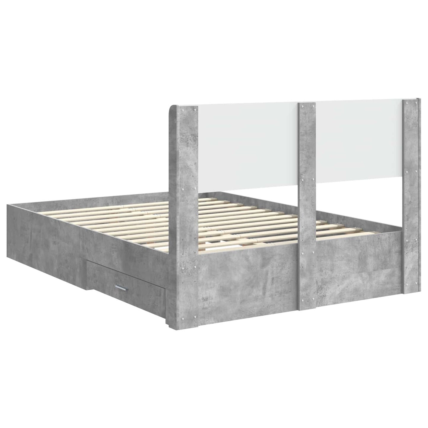 Sengramme med oppbevaring og hodegavl Betonggrå 120 x 190 cm