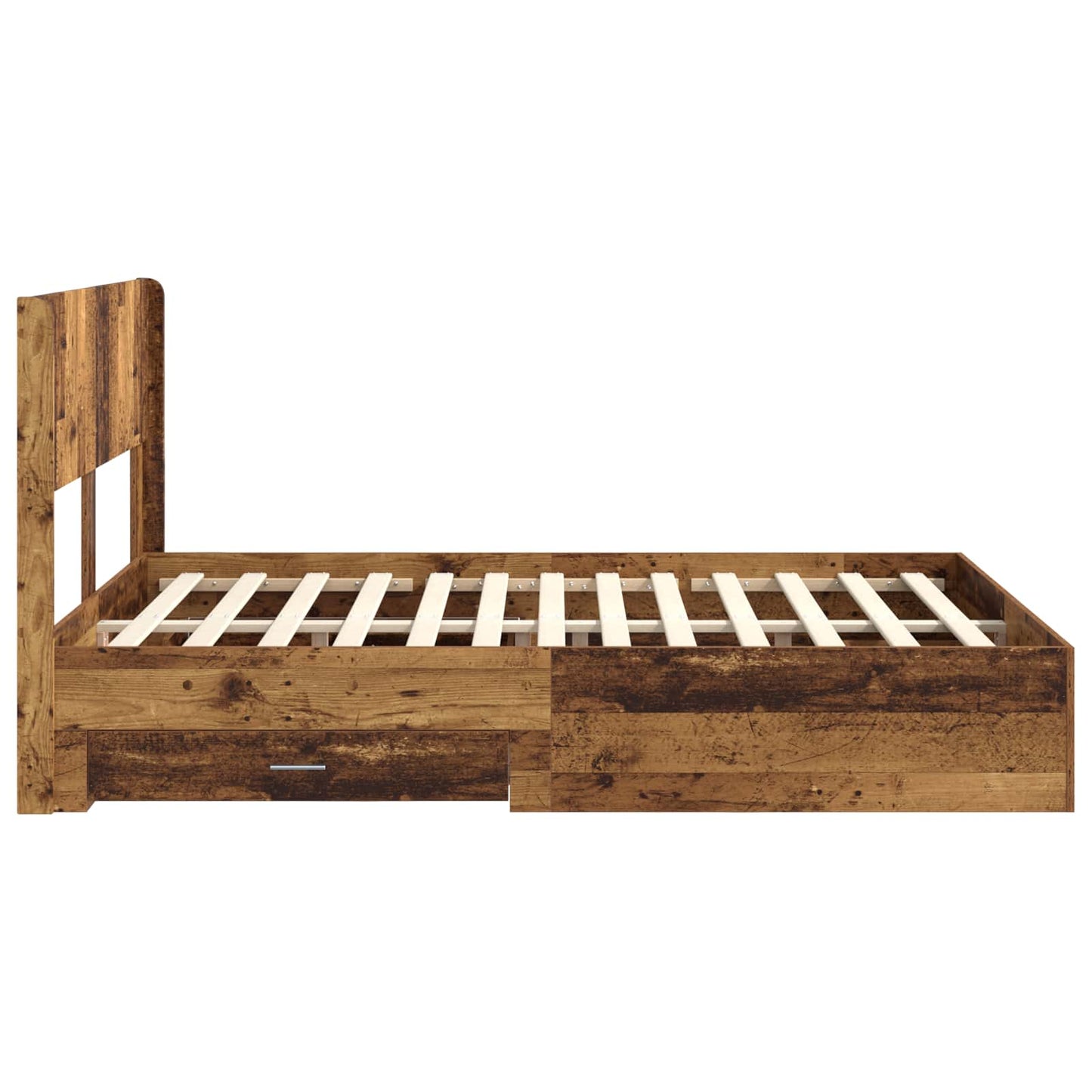 Sengramme med oppbevaring og hodegavl Gammelt tre 120 x 190 cm